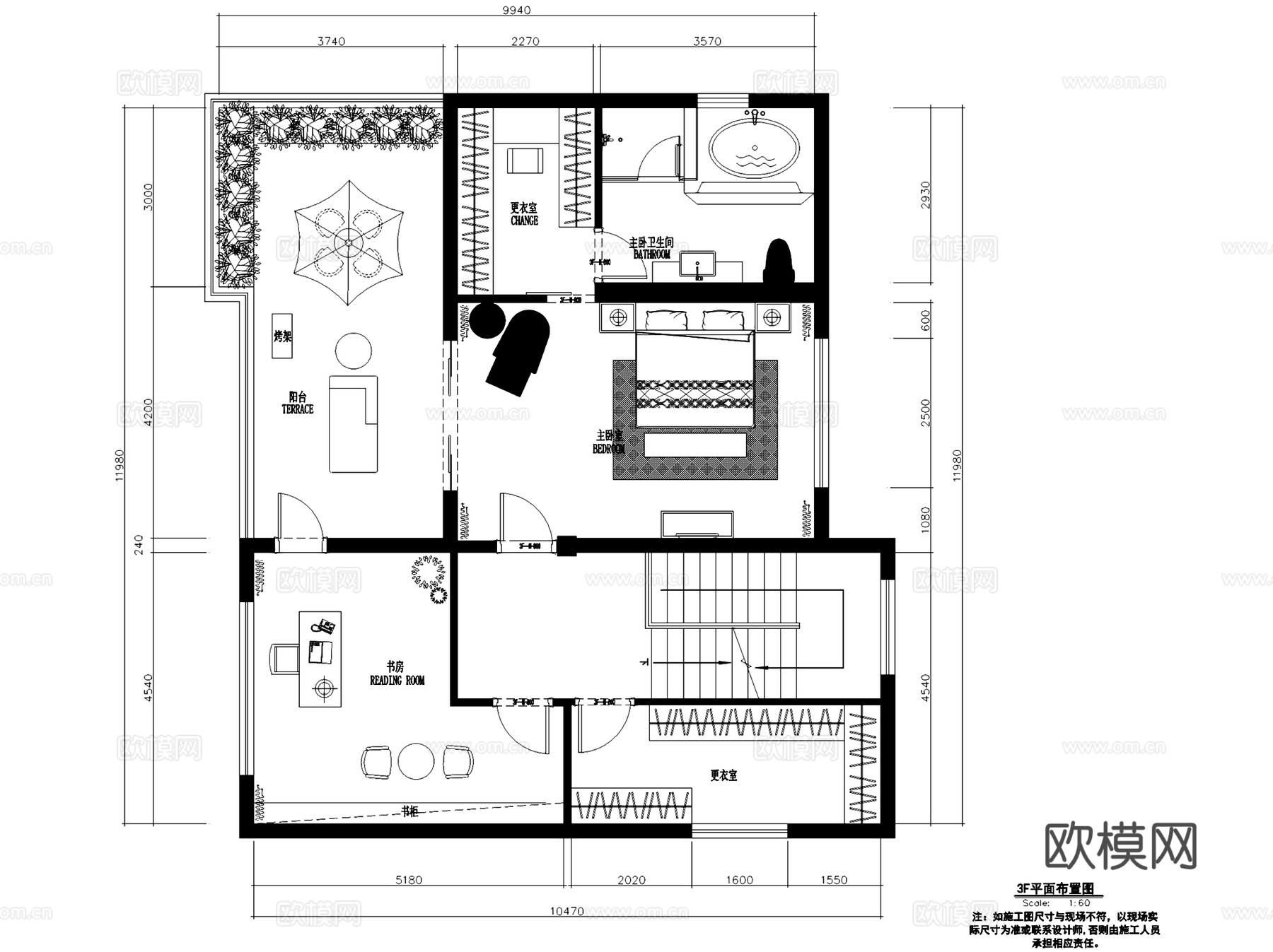 欧式三层别墅私宅室内家装CAD施工图cad施工图