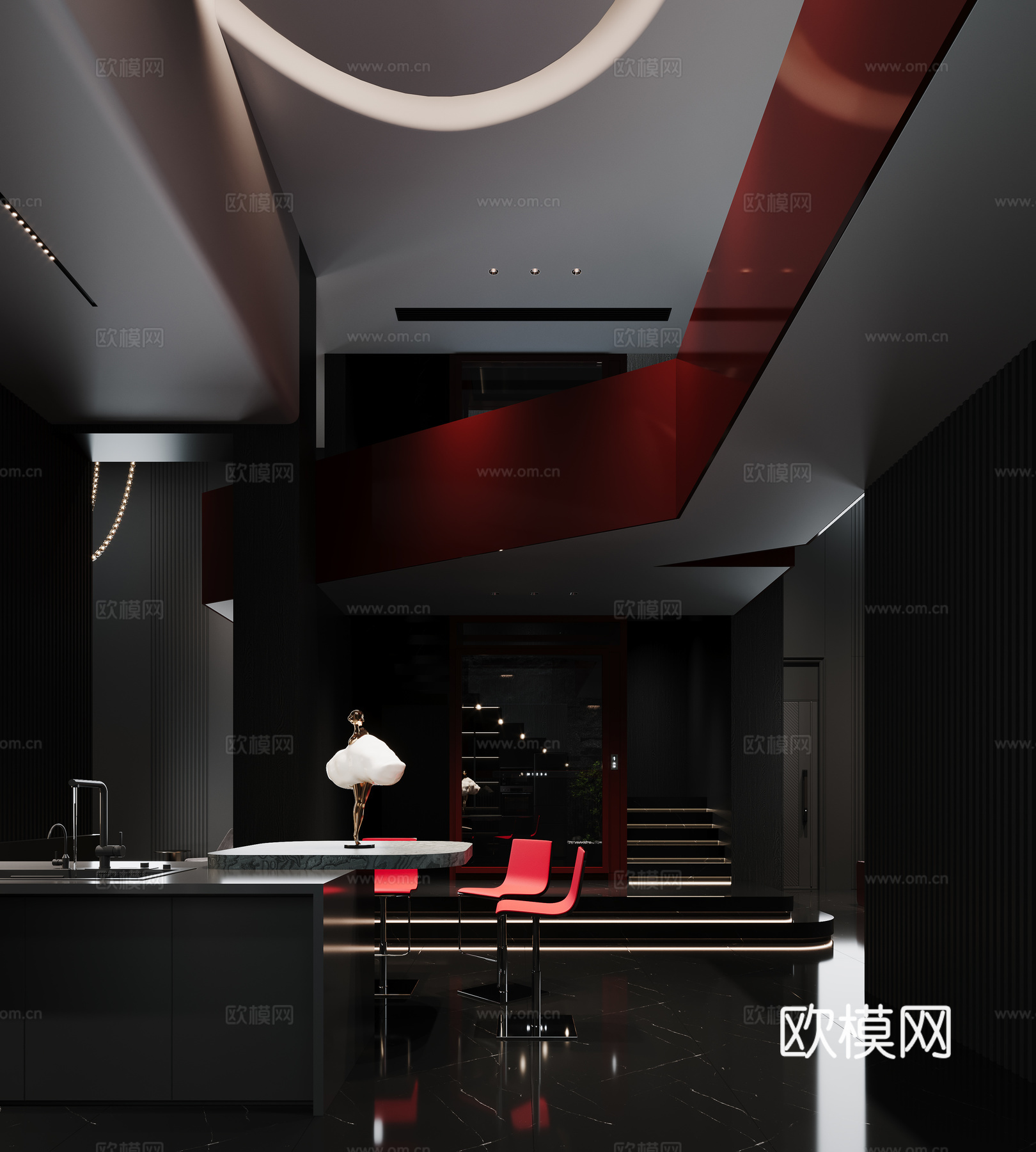 极简黑白灰3d模型