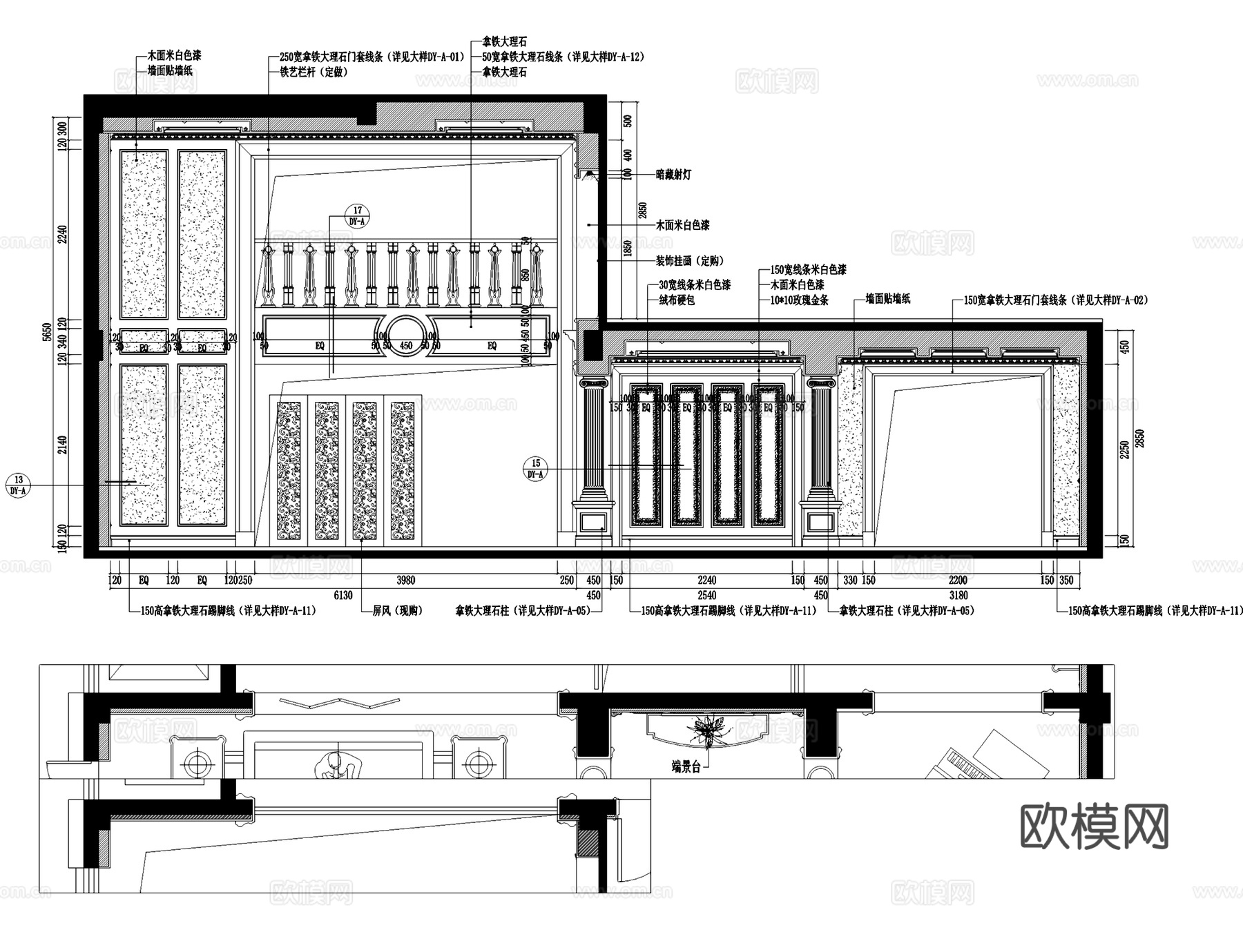 星海湾花园14#四层别墅室内家装CAD施工图整套cad施工图