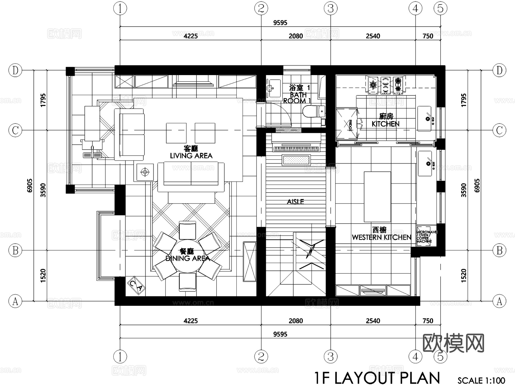 上海美式三层别墅私宅室内家装CAD施工图cad施工图