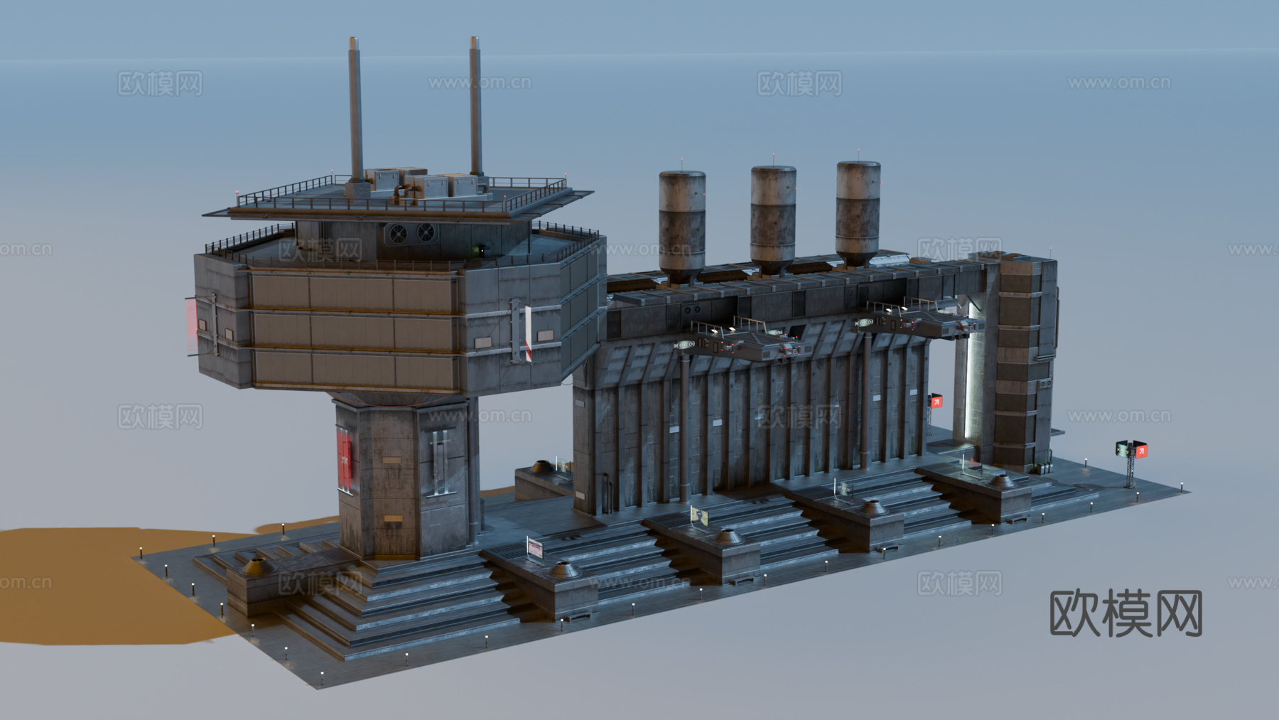 工业建筑 赛博朋克建筑 科幻建筑 城市建筑 工业城市建筑su模型
