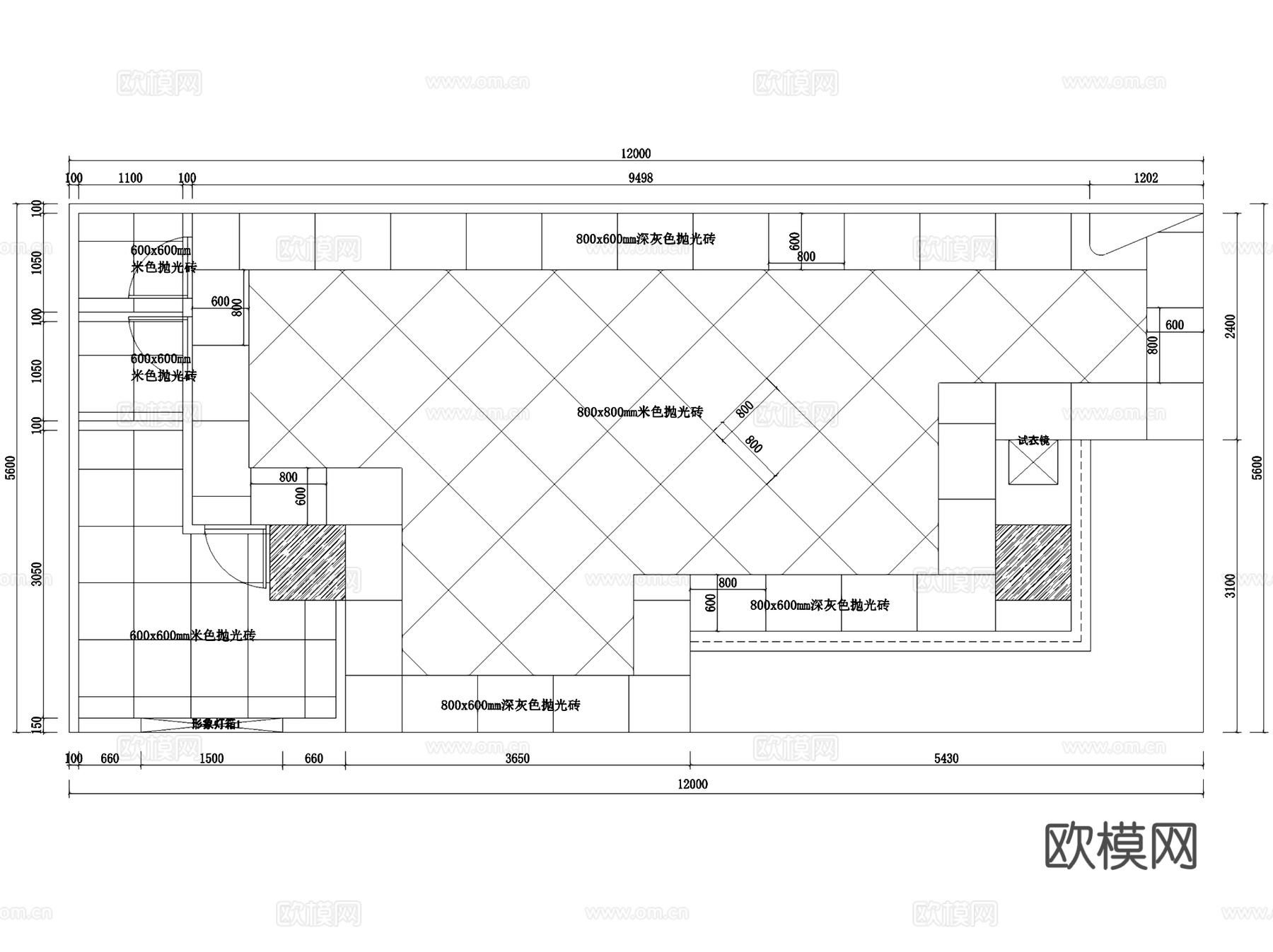 VOINGE时尚女装服装店室内工装CAD施工图+3Dmaxcad施工图