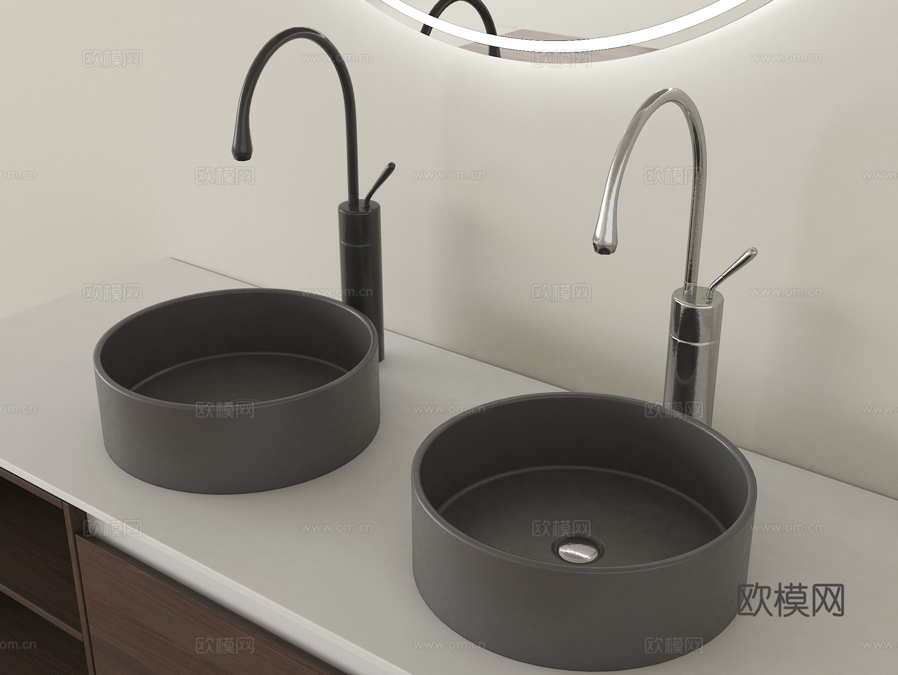现代台上盆 洗手盆 水龙头su模型