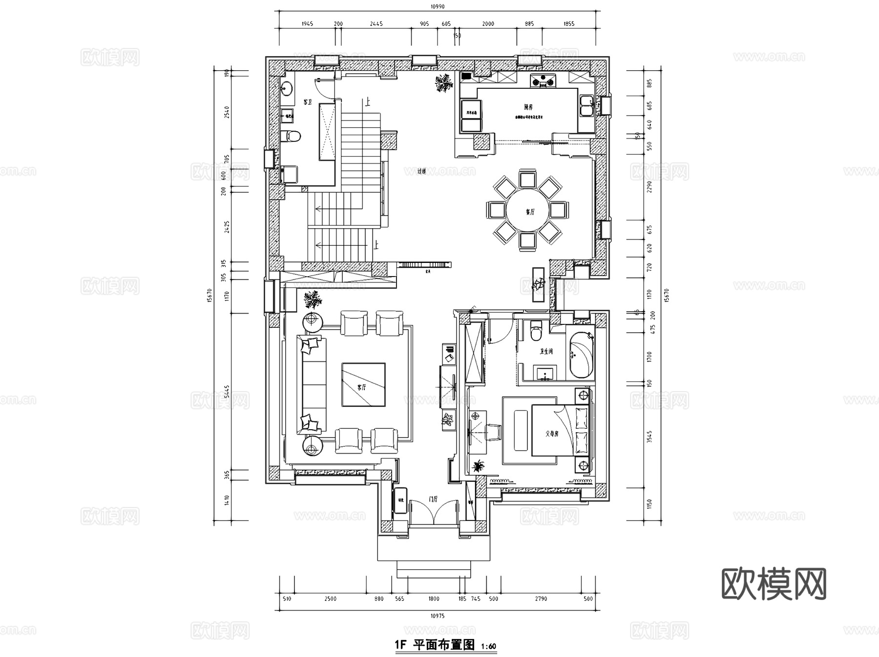 山西中式三层别墅室内家装CAD施工图cad施工图