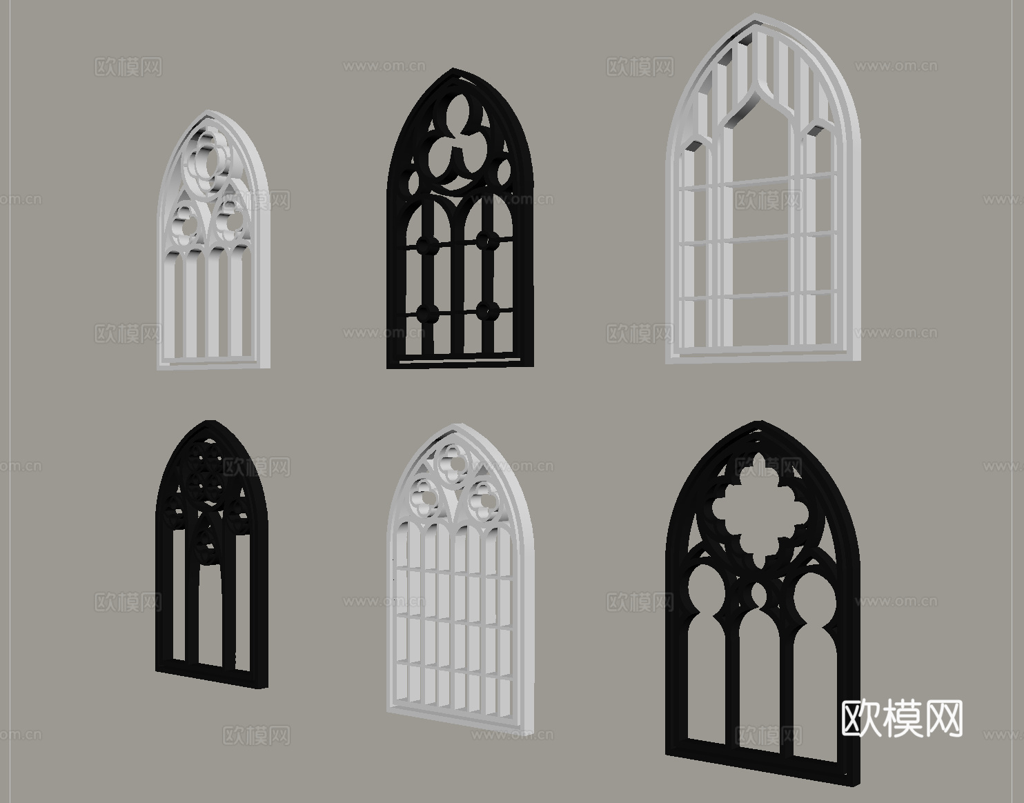 欧式镂花窗 雕花窗户su模型
