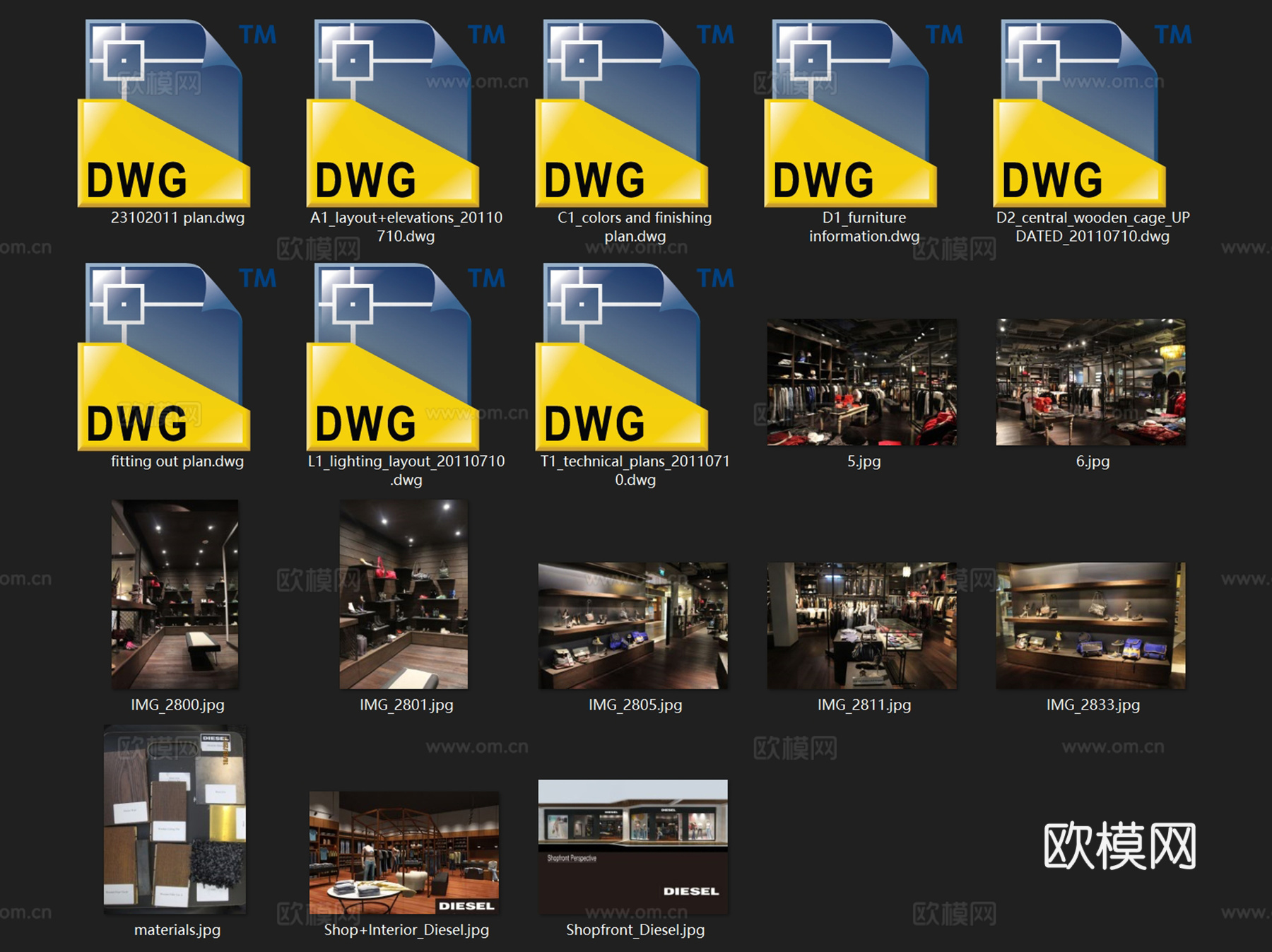DIESEL意大利时尚品牌服装店室内工装CAD施工图cad施工图
