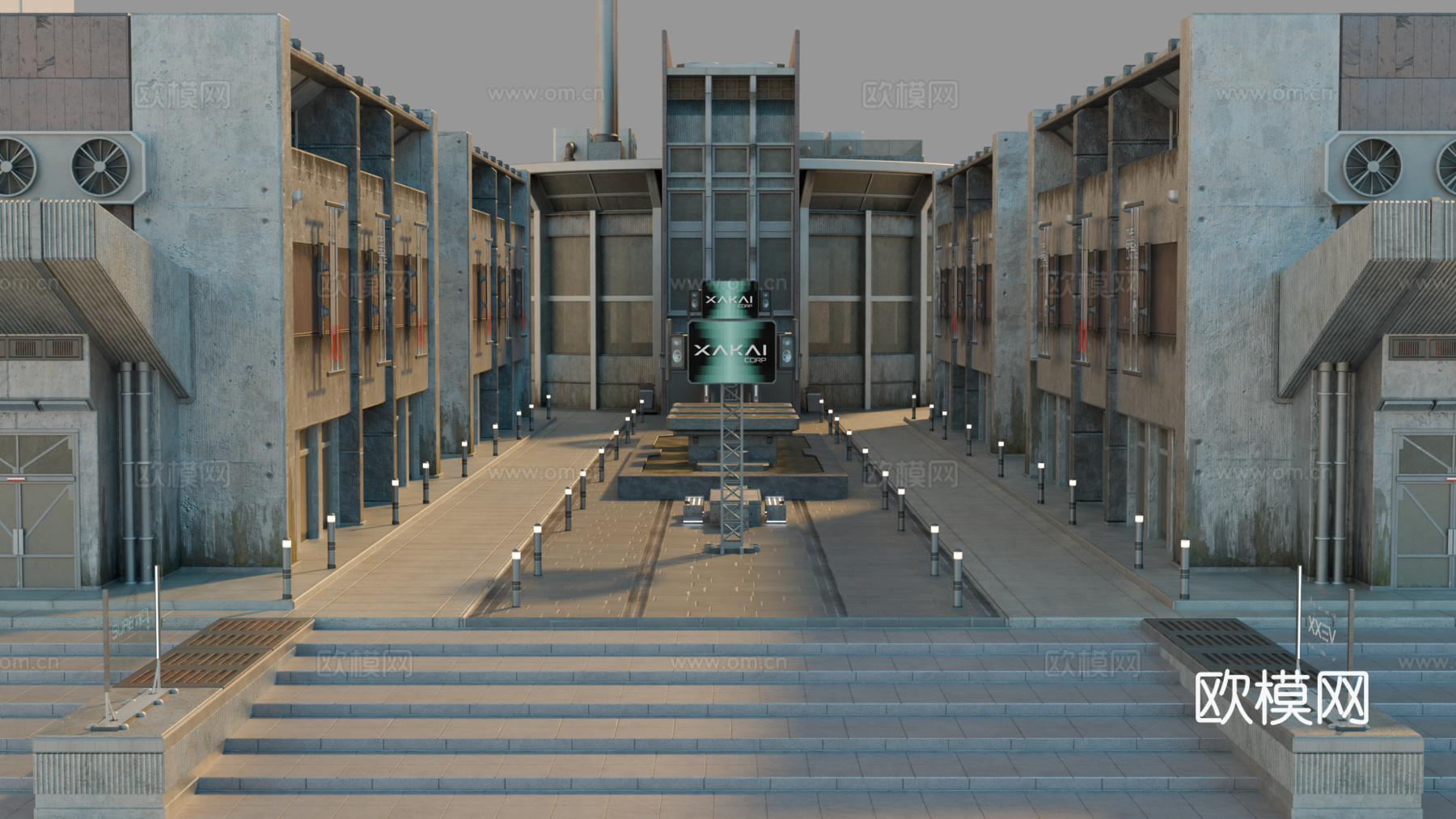 工业建筑 赛博朋克建筑 科幻建筑 城市建筑 工业城市建筑su模型