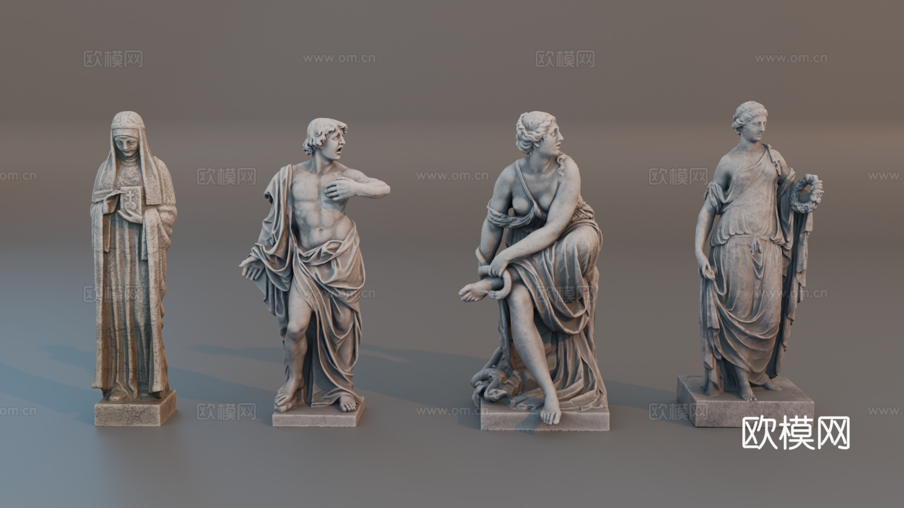 雕像 石像 欧式复古雕像 神话雕像 人物雕像su模型