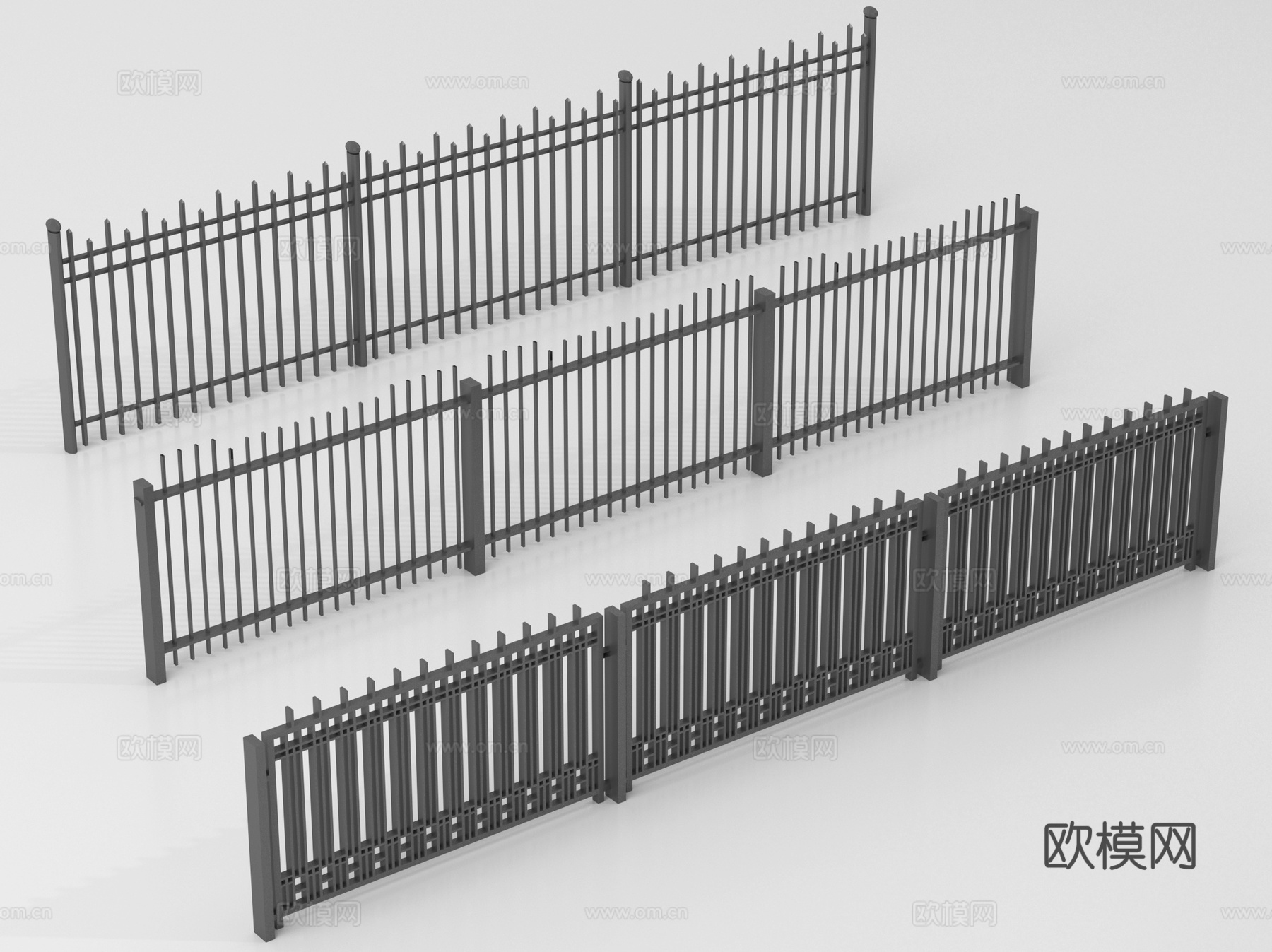 现代铁艺栏杆 护栏 围栏 防护栏 栏杆su模型