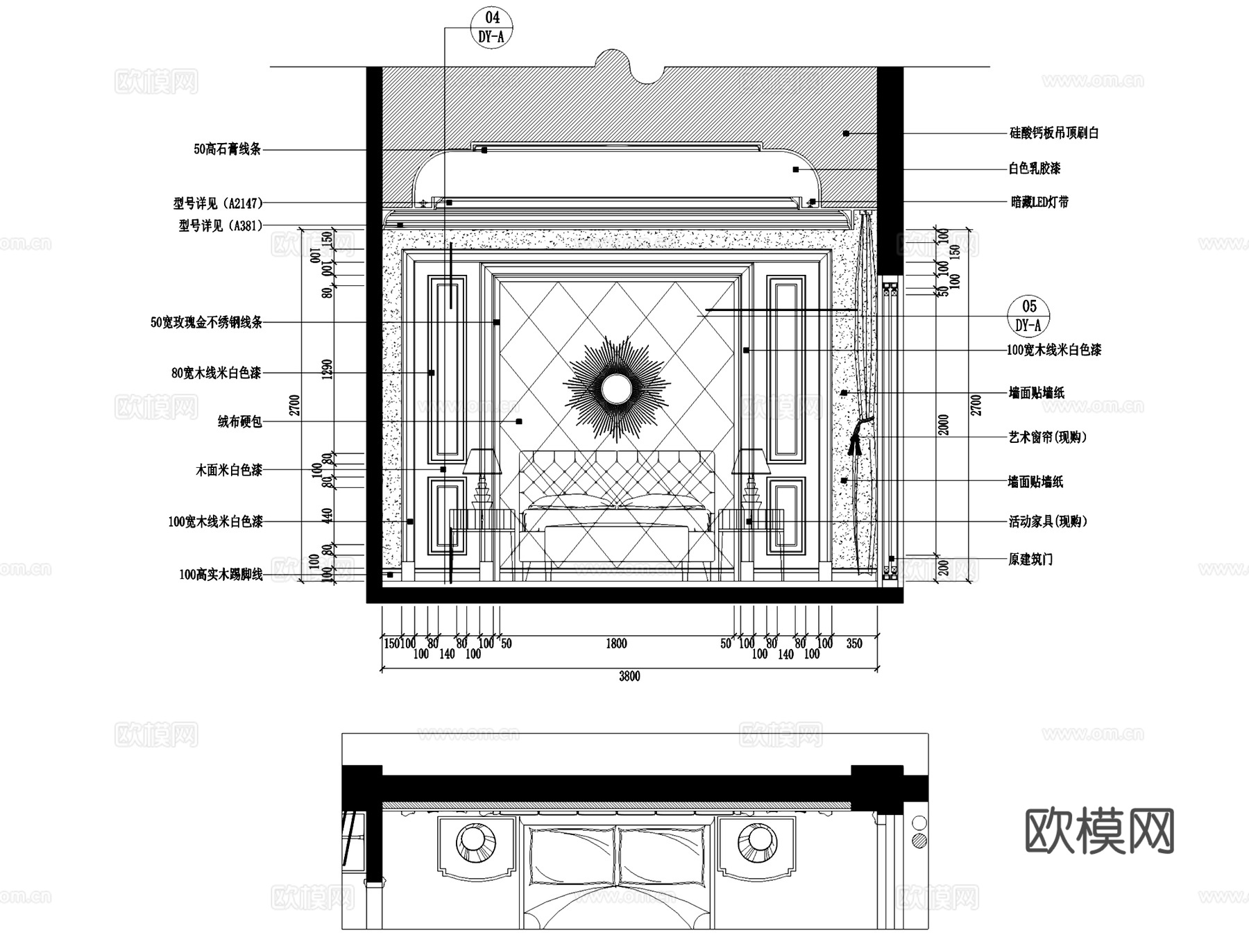 星海湾花园14#四层别墅室内家装CAD施工图整套cad施工图