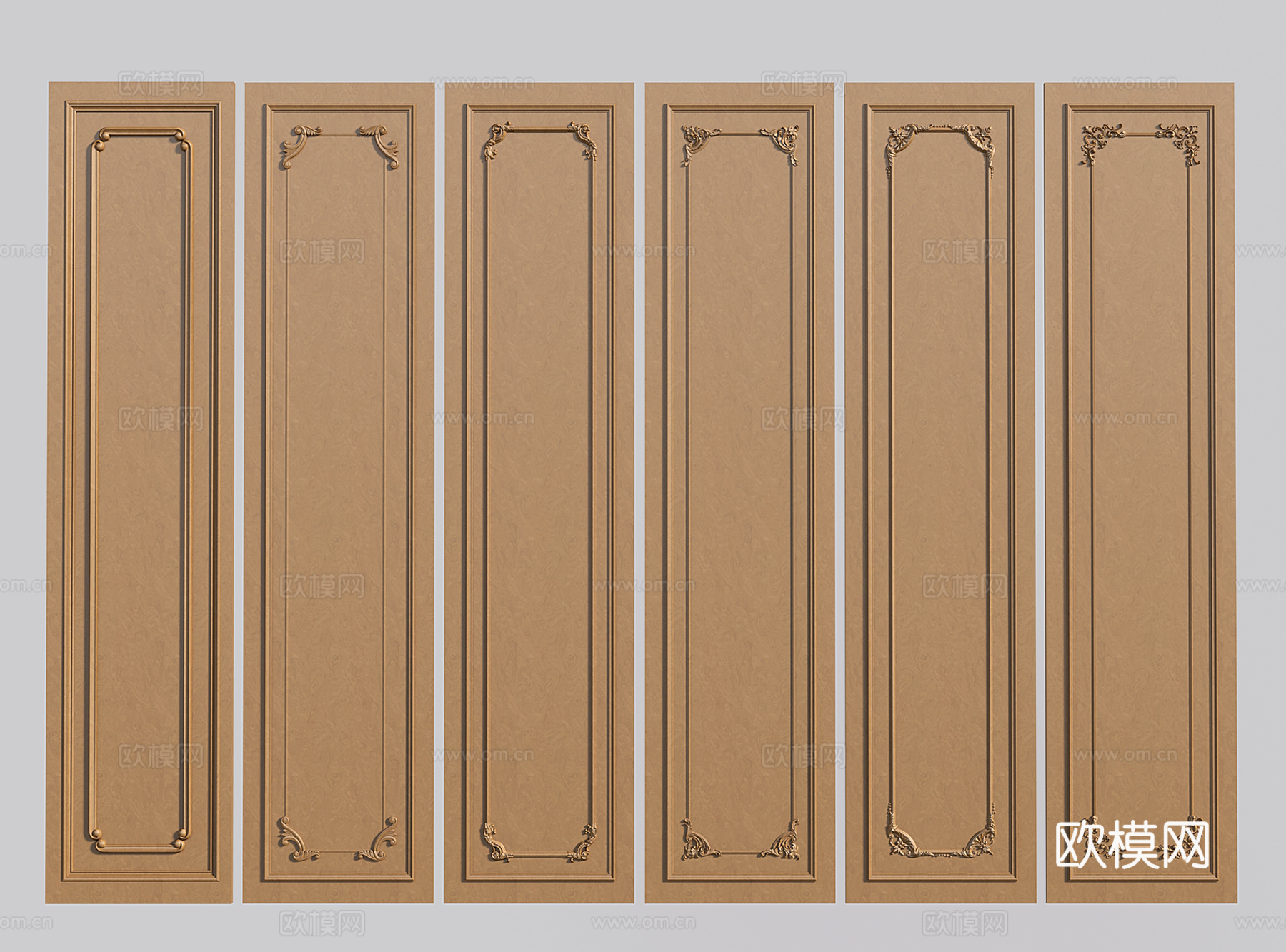 法式护墙板 雕花护墙板 线条su模型