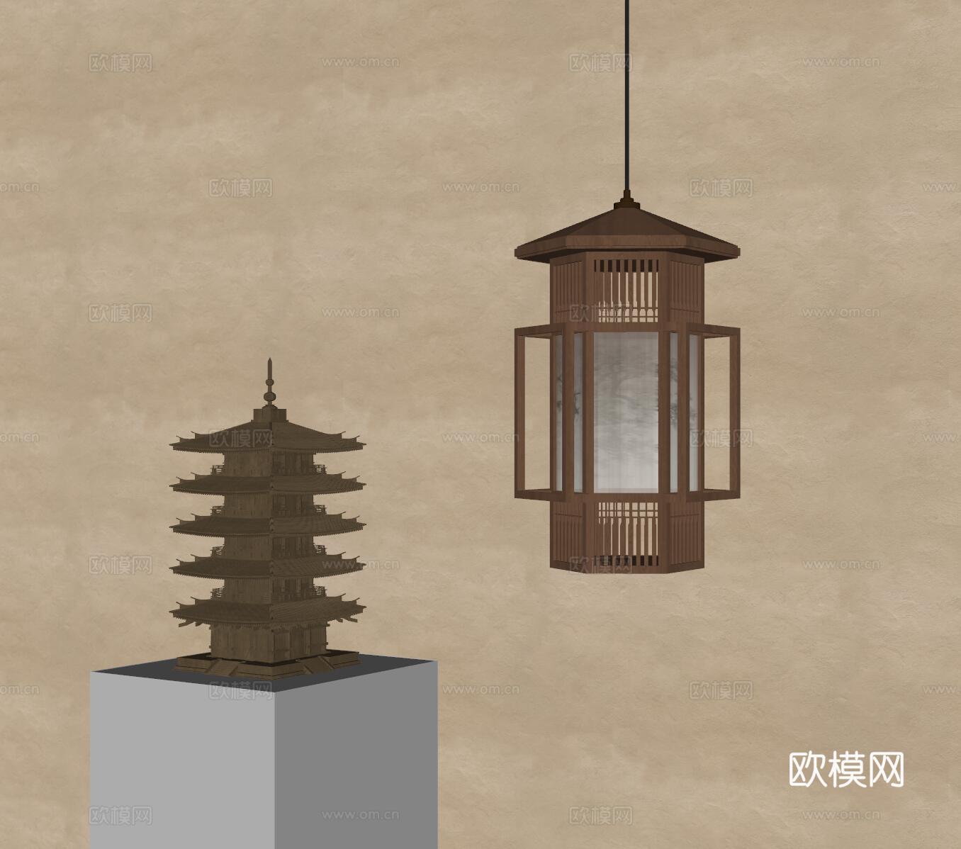 宋式吊灯 吊灯 装饰吊灯  小吊灯  艺术吊灯su模型