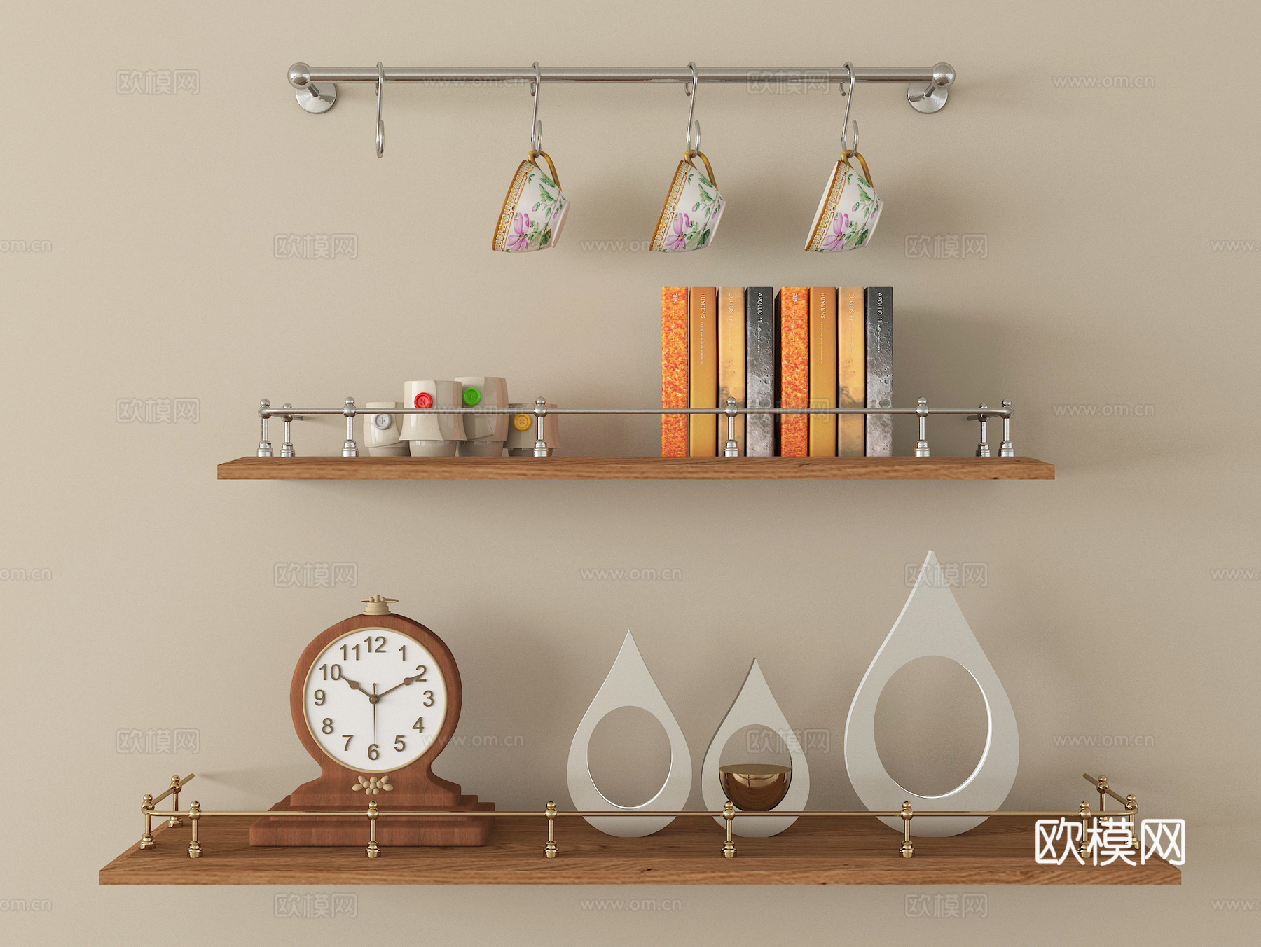 现代墙面置物架 摆件 墙饰3d模型下载