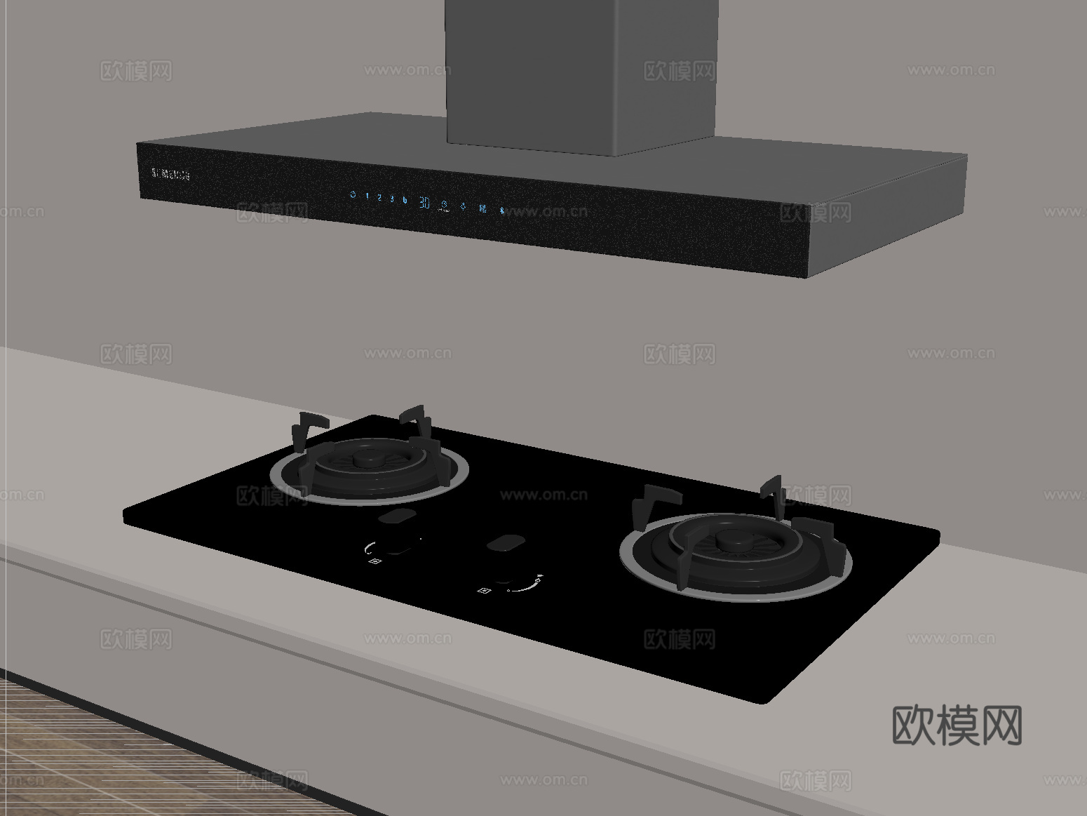现代油烟机 燃气灶su模型