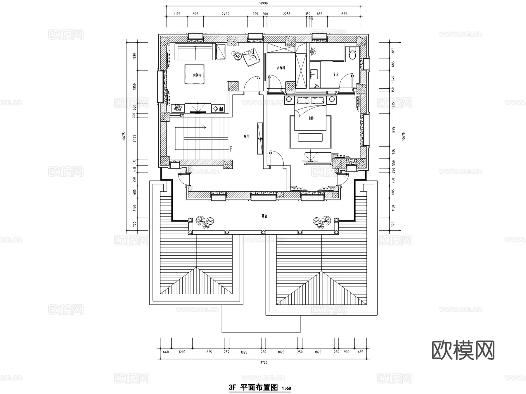 山西中式三层别墅室内家装CAD施工图cad施工图