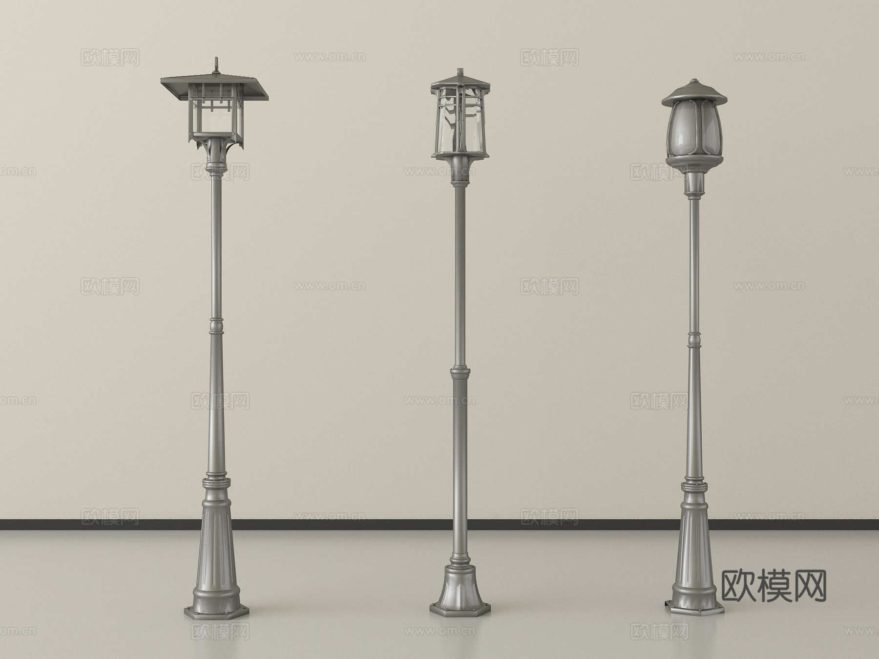 现代户外路灯 高杆灯 景观灯su模型