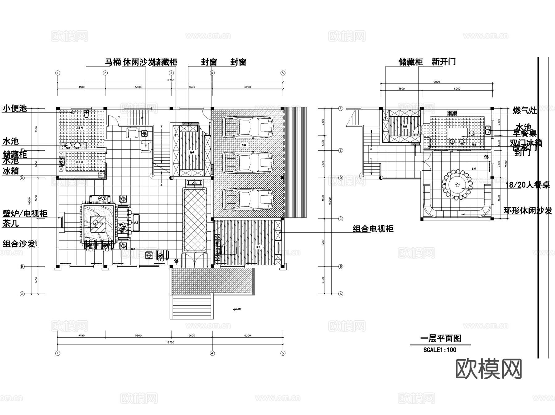 望江府邸欧式三层别墅室内家装CAD施工图cad施工图