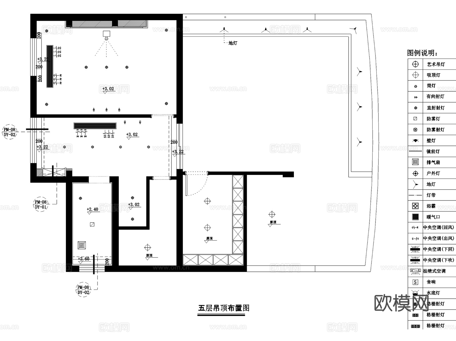 长乐中式私宅别墅顶层公区室内家装CAD施工图cad施工图