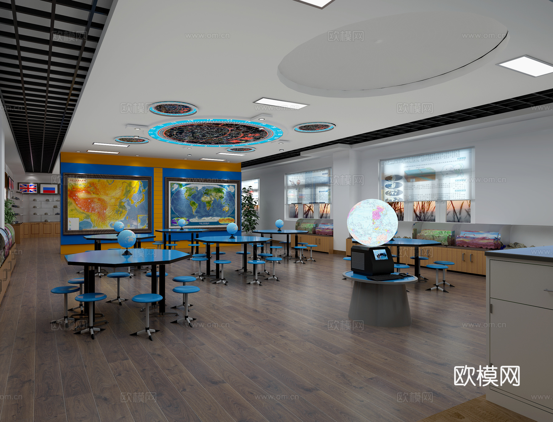 地理教室，教室，史地教室，星象仪，天文演示仪3d模型下载