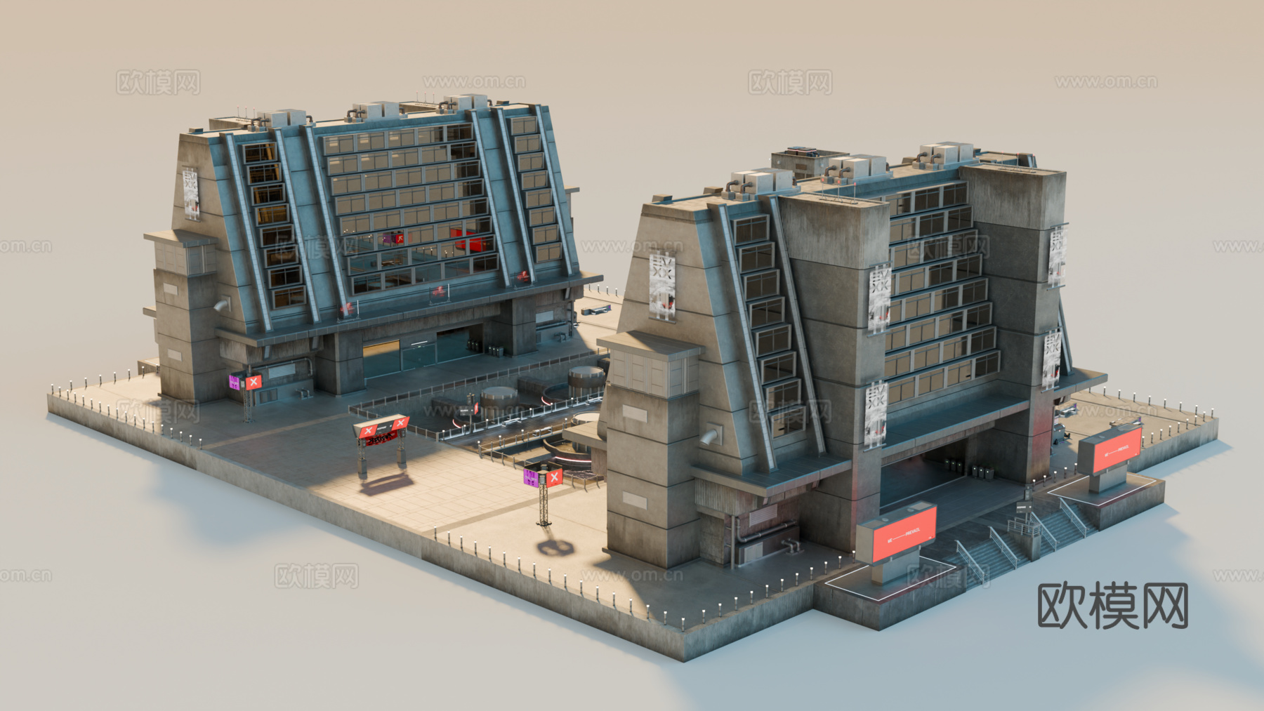 工业建筑 赛博朋克建筑 科幻建筑 城市建筑 工业城市建筑su模型