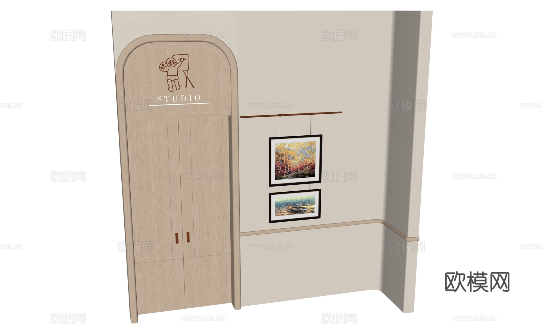 现代艺术装饰挂画su模型