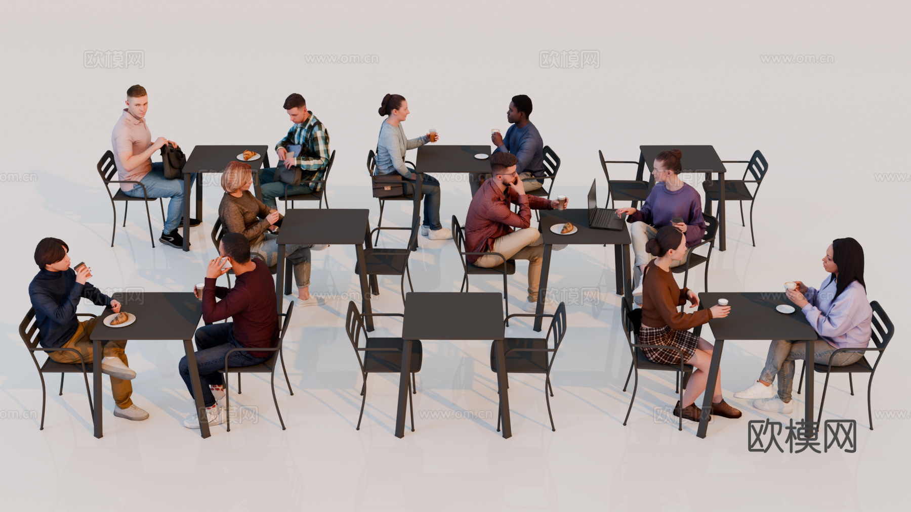 人物 多人 商务男女人物 人物组合 场景人物su模型