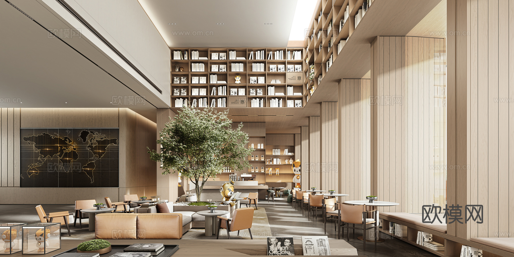 现代售楼处洽谈区 书店 书吧 咖啡区 水吧区 休息区su模型