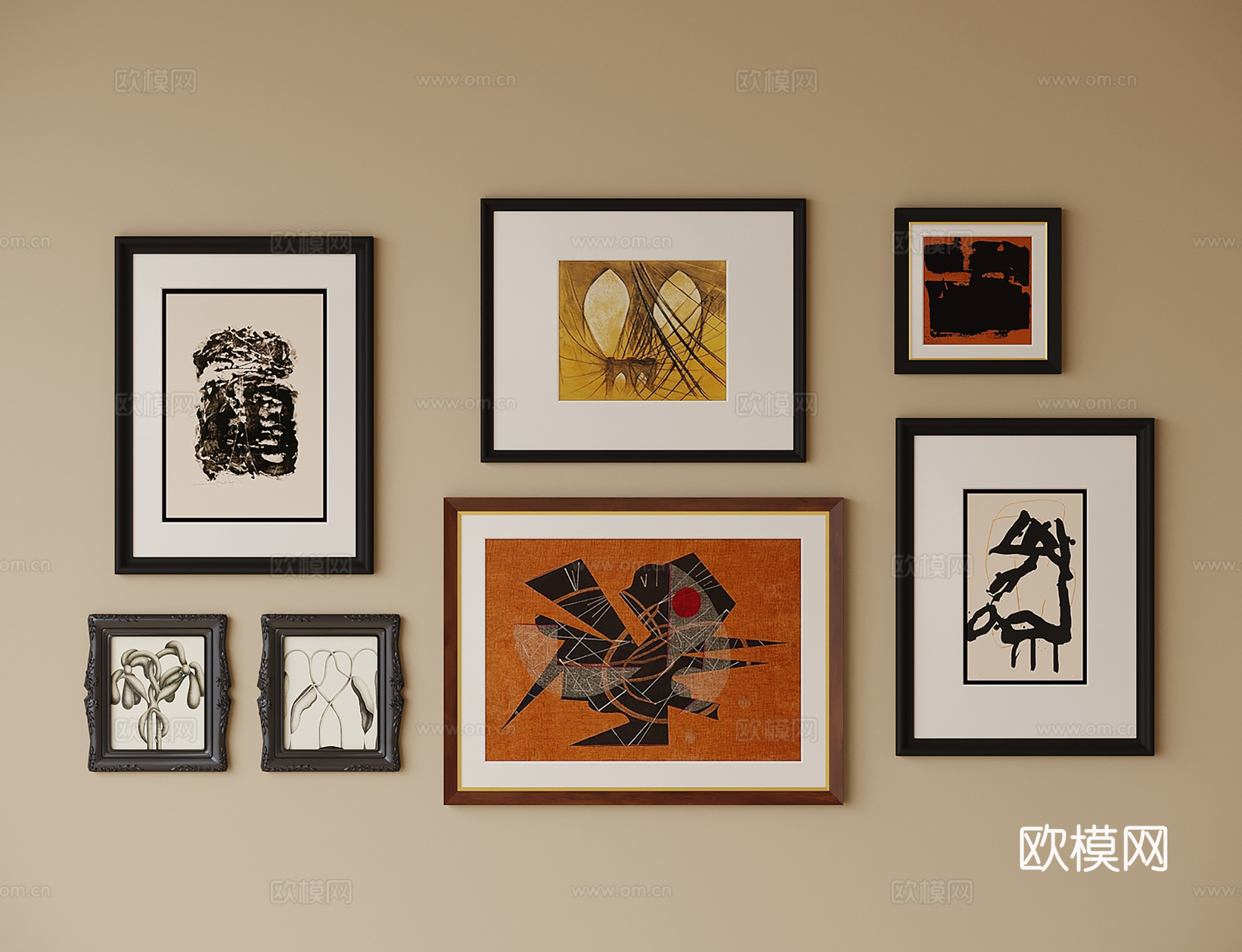 现代挂画 装饰画su模型