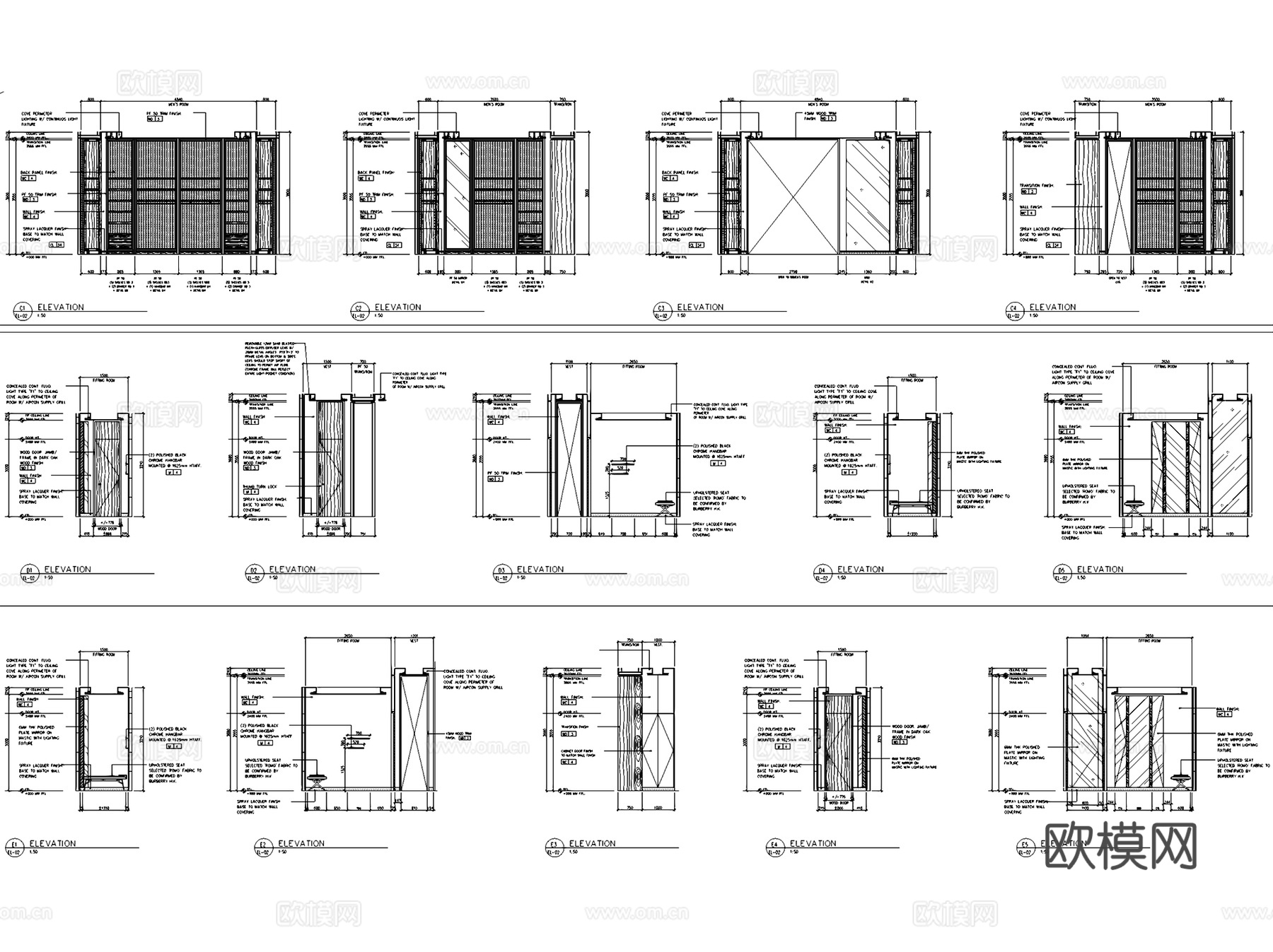 巴宝莉BURBERRY福州东方店服装店室内工装CAD施工图cad施工图