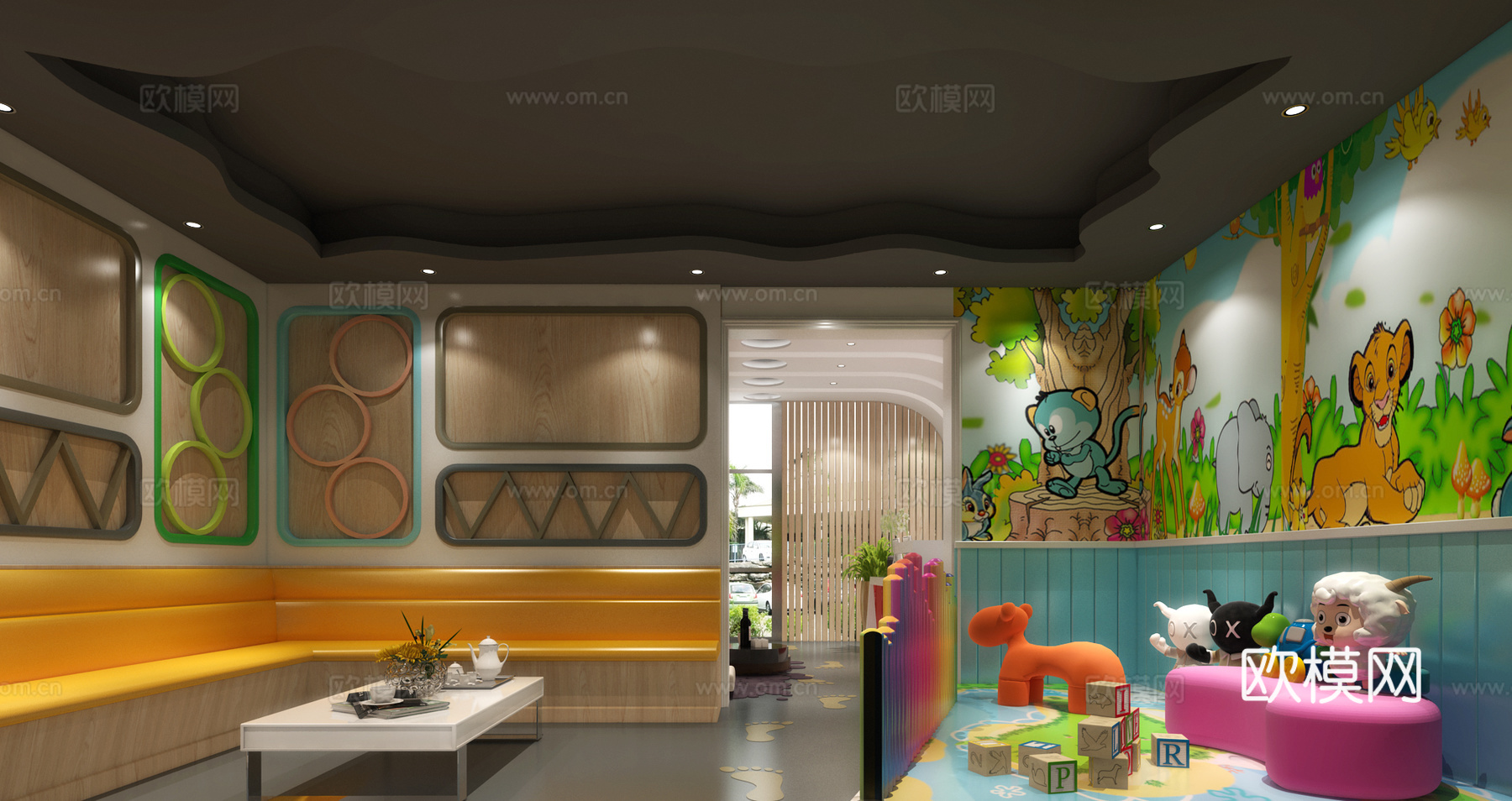 现代幼儿园 培训机构幼儿园 连锁幼儿园3d模型下载（渲染图2）