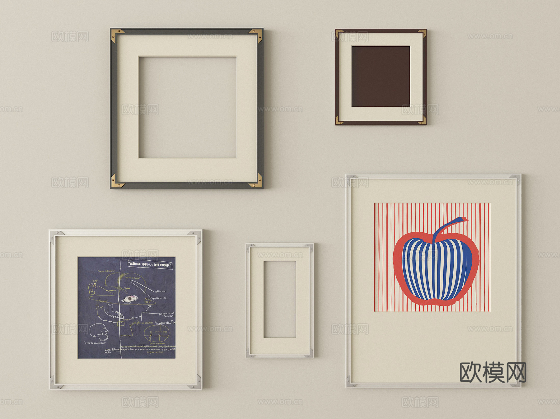 现代装饰挂画 画框su模型