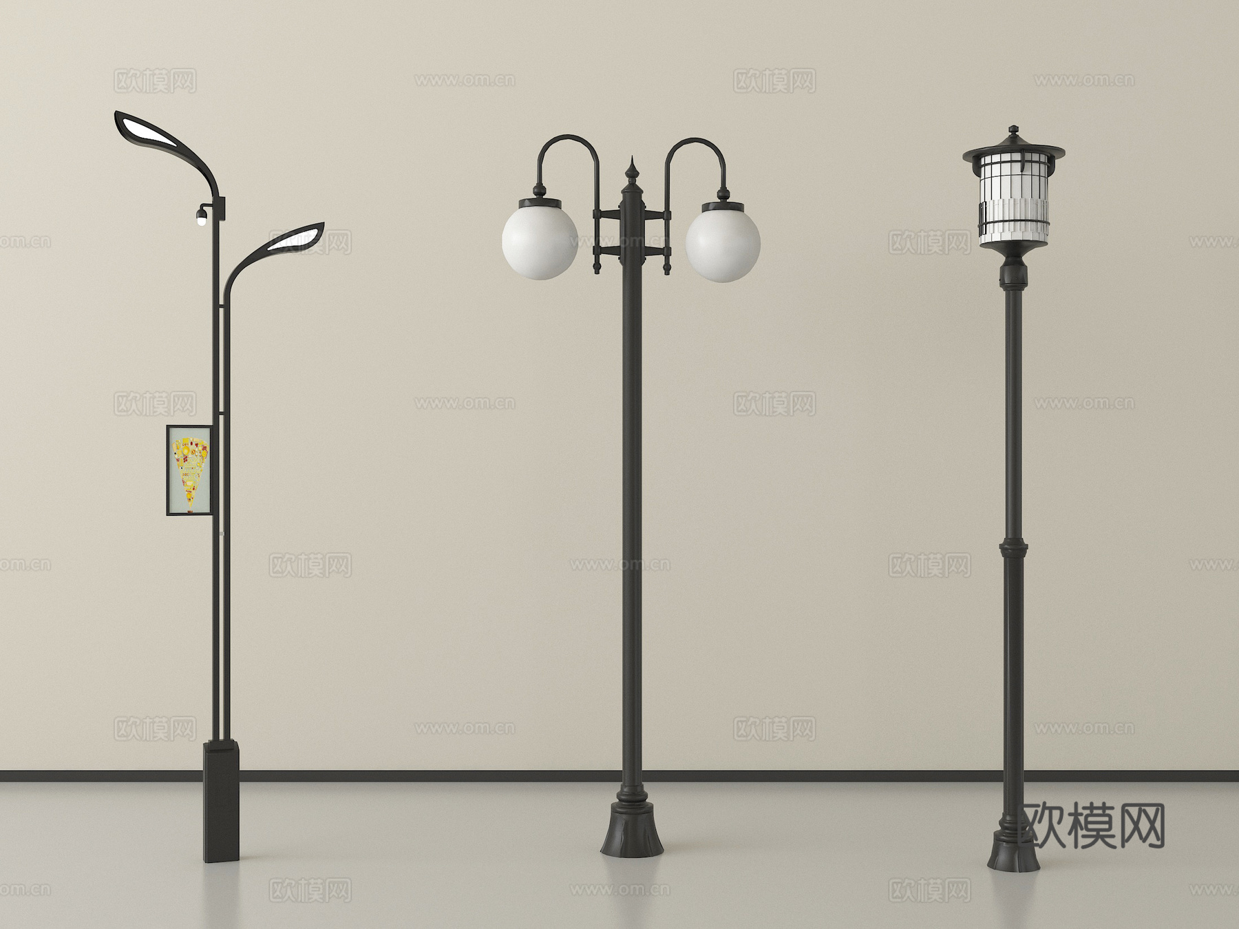 法式路灯 庭院灯 户外灯su模型