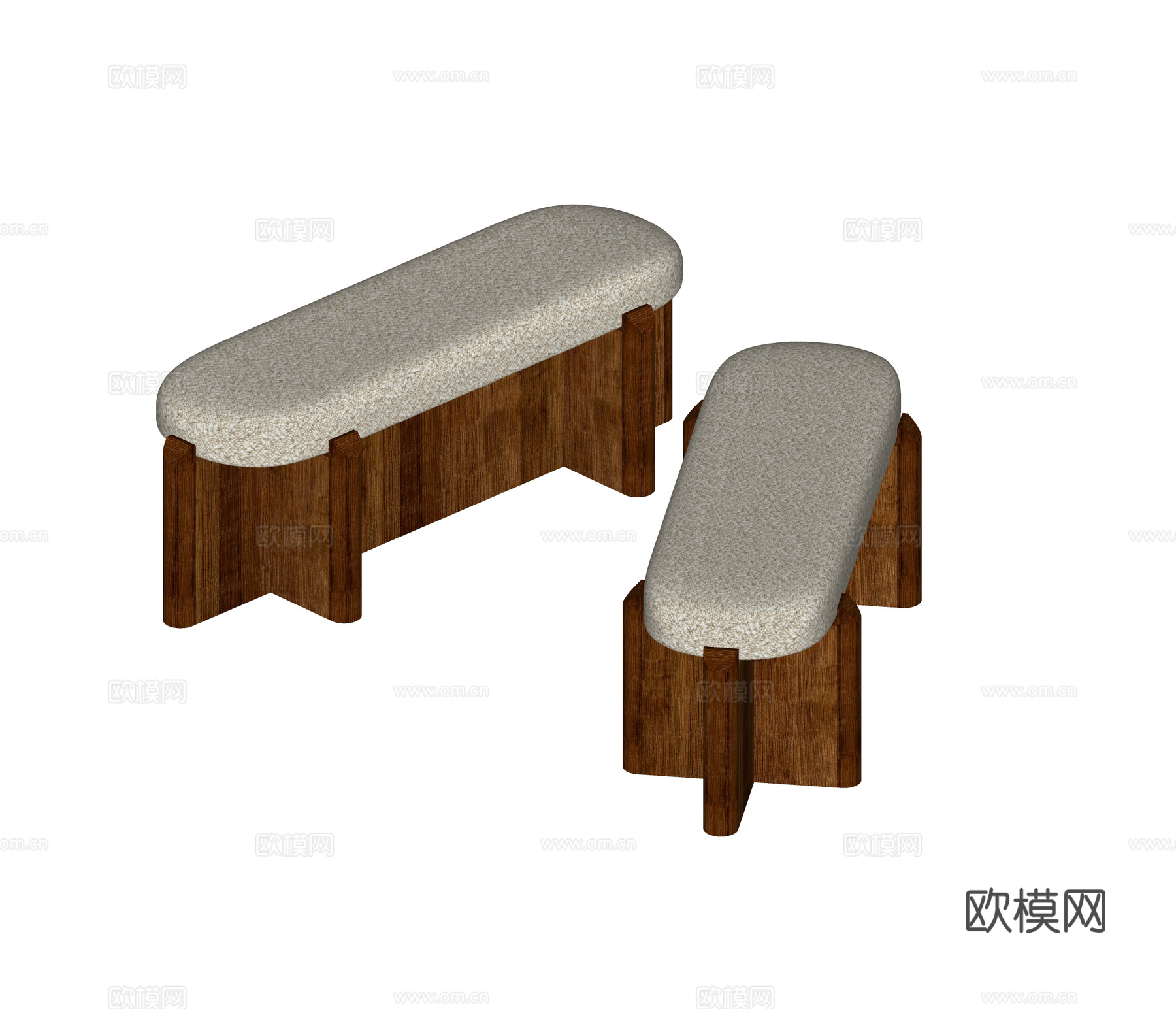 侘寂风长凳 沙发凳 木凳 床尾凳su模型