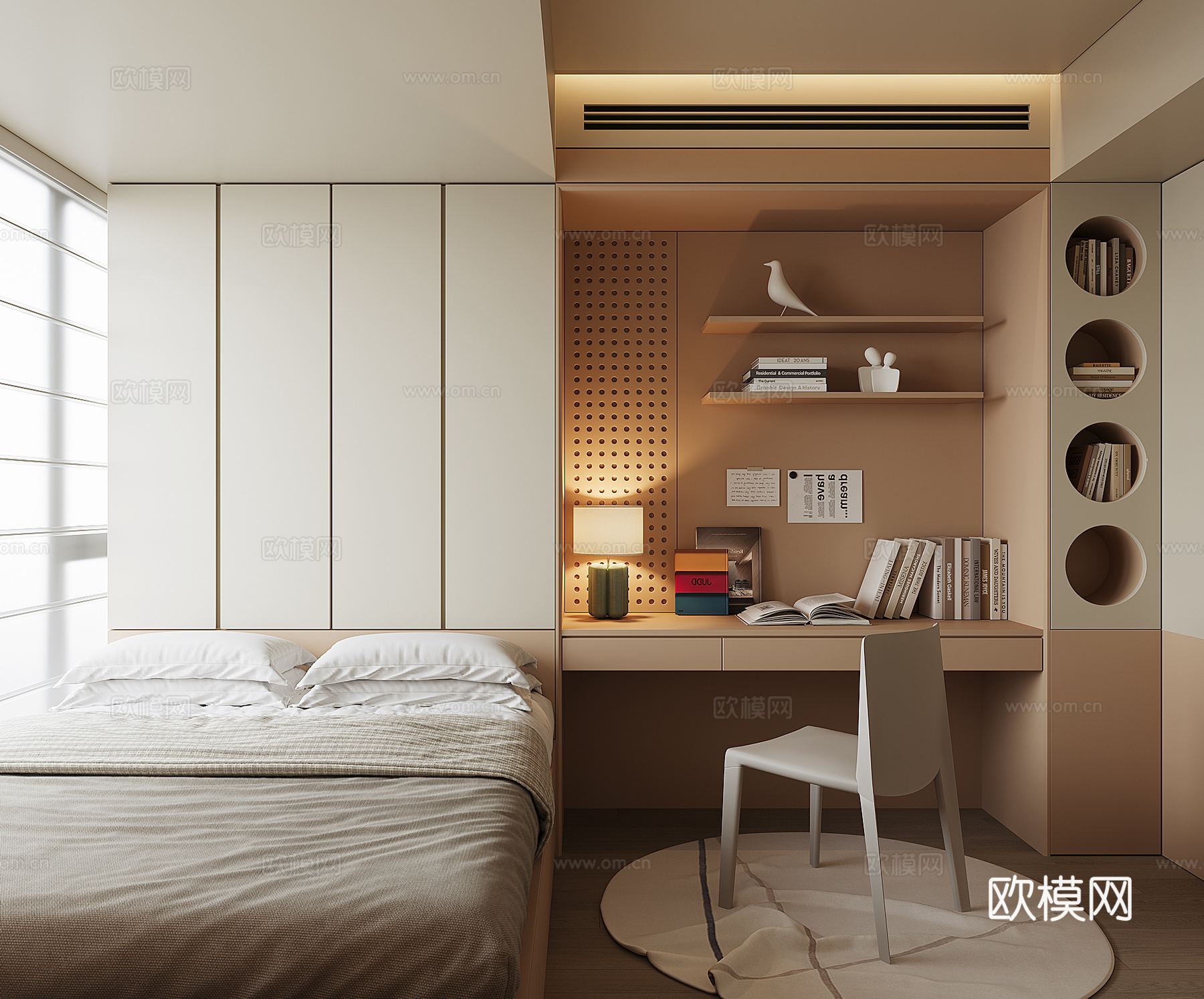 现代榻榻米卧室su模型