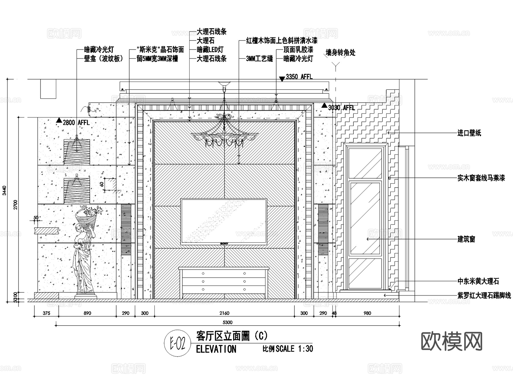 润欣花园A88幢二层别墅私宅室内家装CAD施工图cad施工图