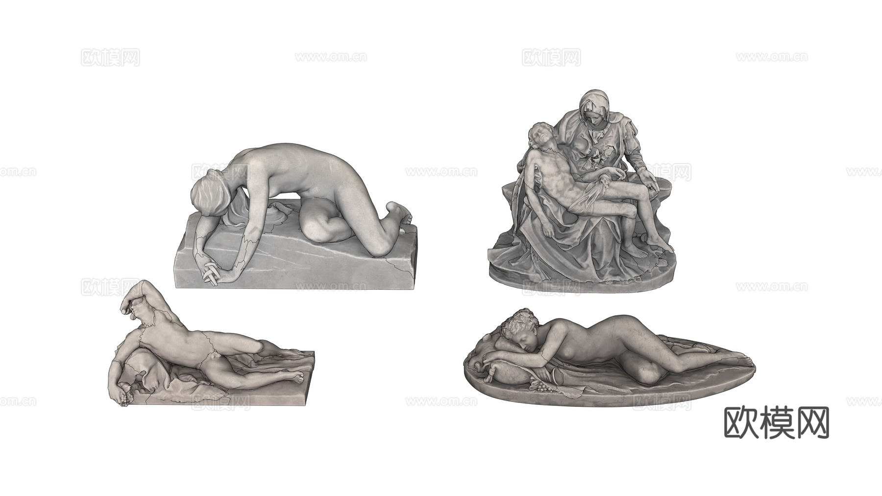 雕像 石像 欧式复古雕像 神话雕像 人物雕像su模型下载（渲染图4）