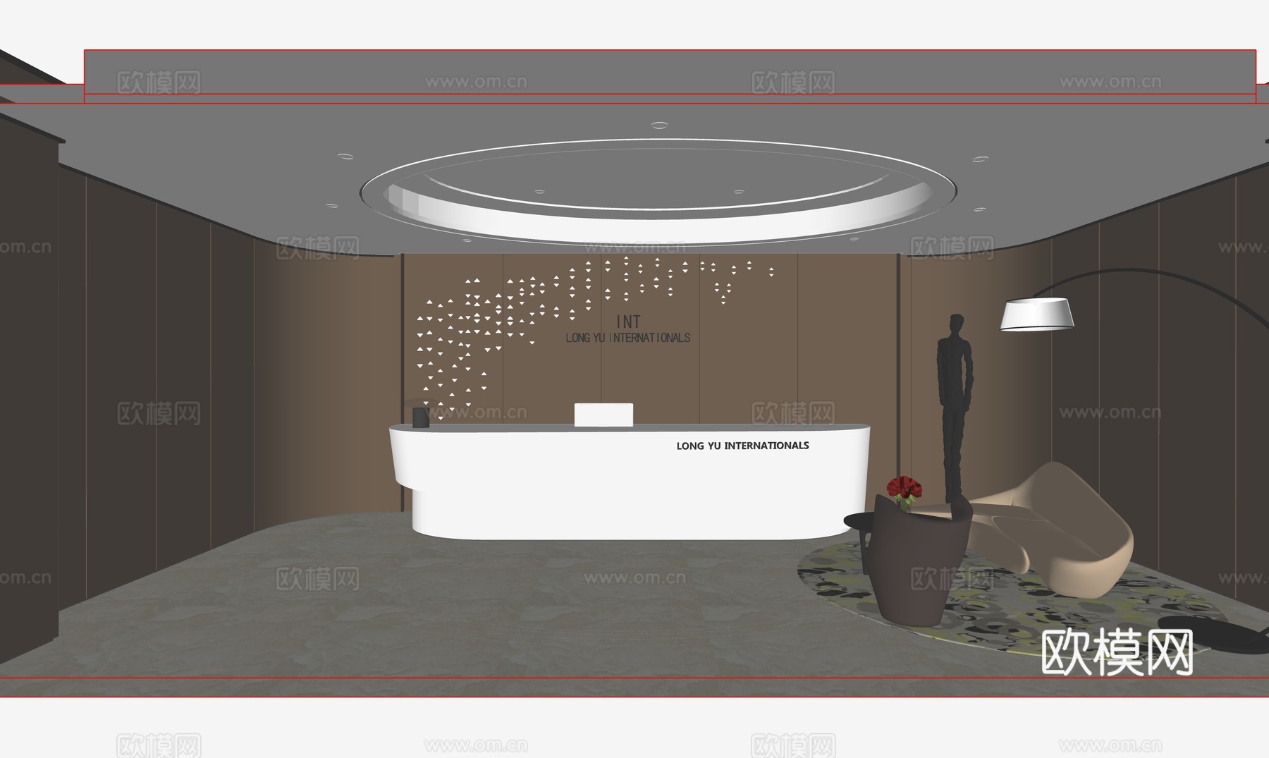 现代大堂前台su模型