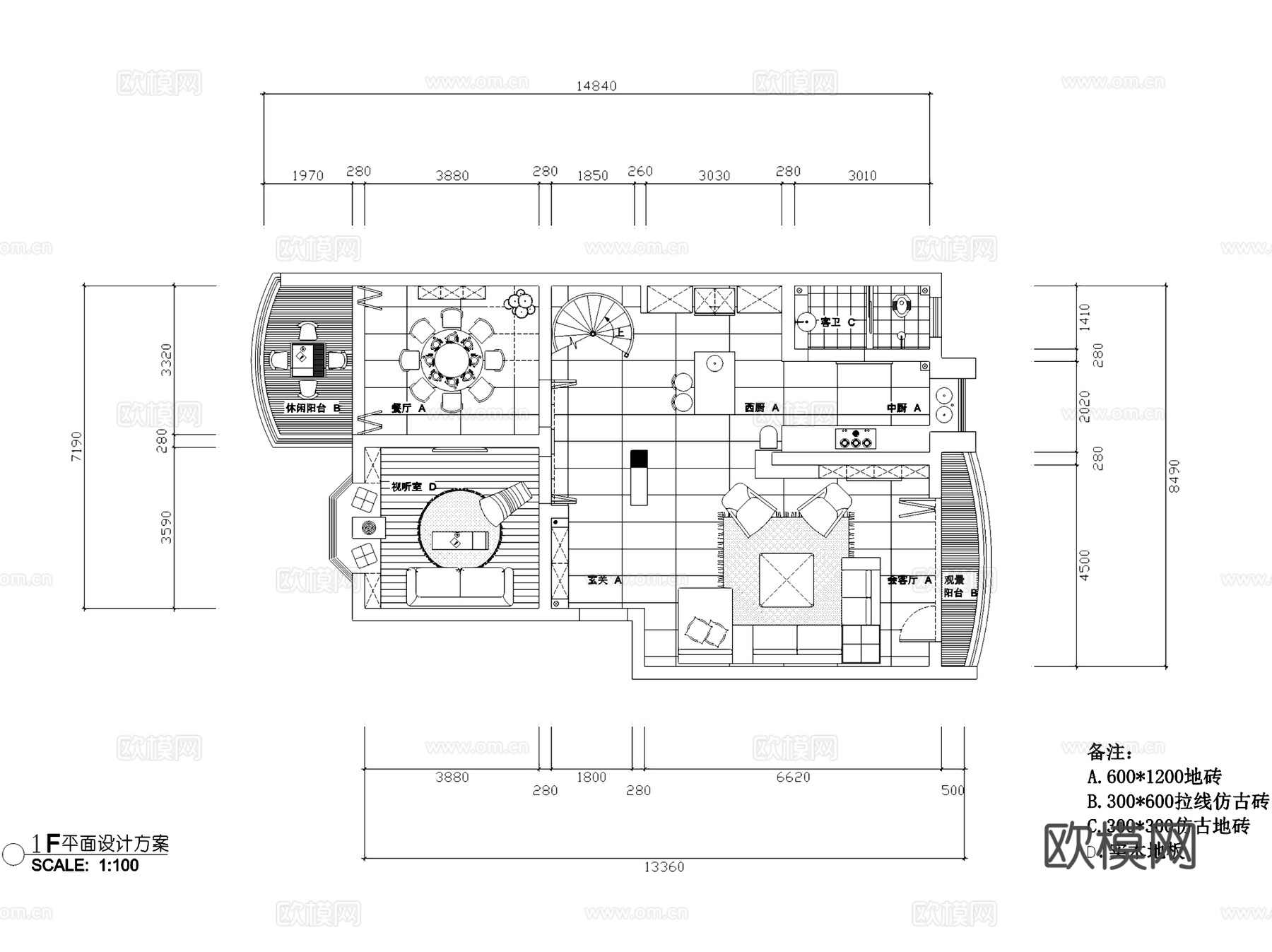 现代二层跃层室内家装CAD施工图cad施工图