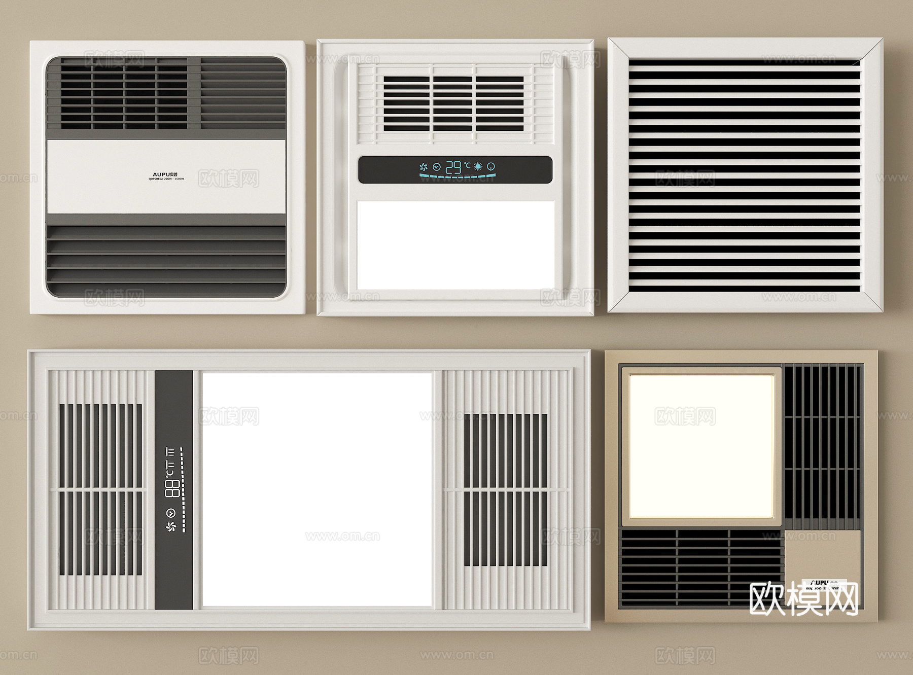 现代浴霸 集成浴霸 风暖浴霸灯 取暖器su模型