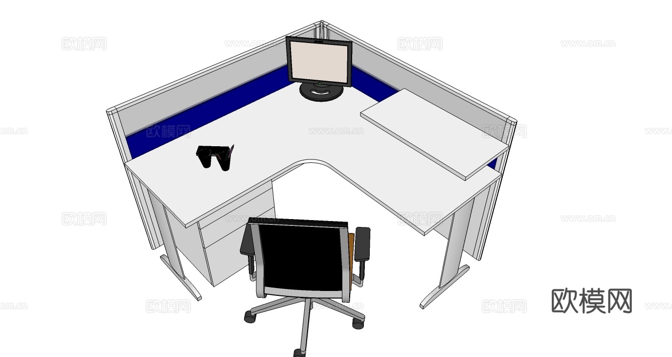 办公工位 办公班台 办公家具 工位 办公室 屏风工位su模型下载