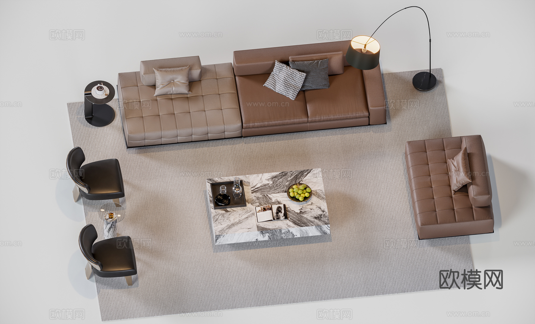 现代意式沙发组合su模型