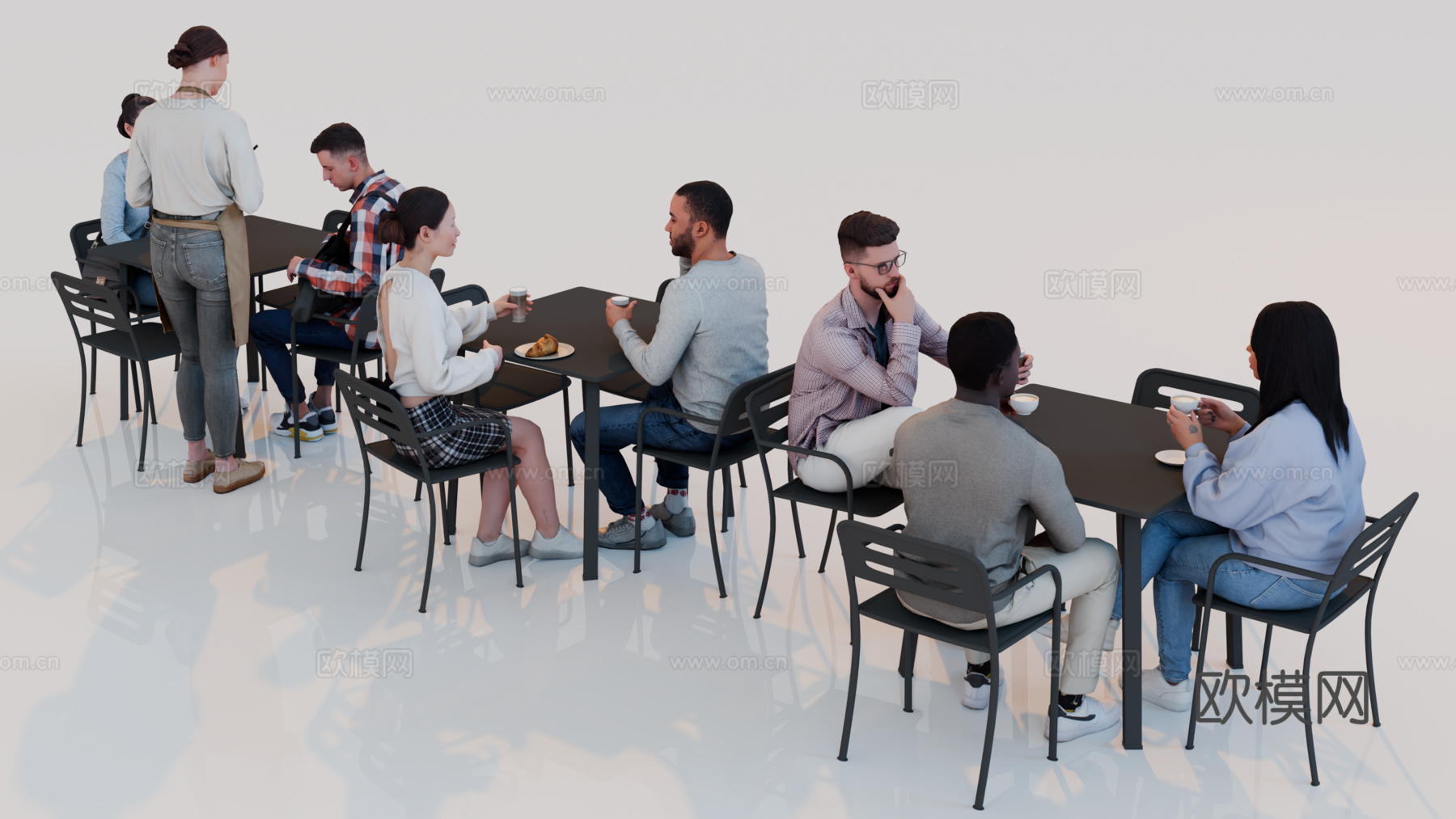 人物 多人 商务男女人物 人物组合 场景人物su模型