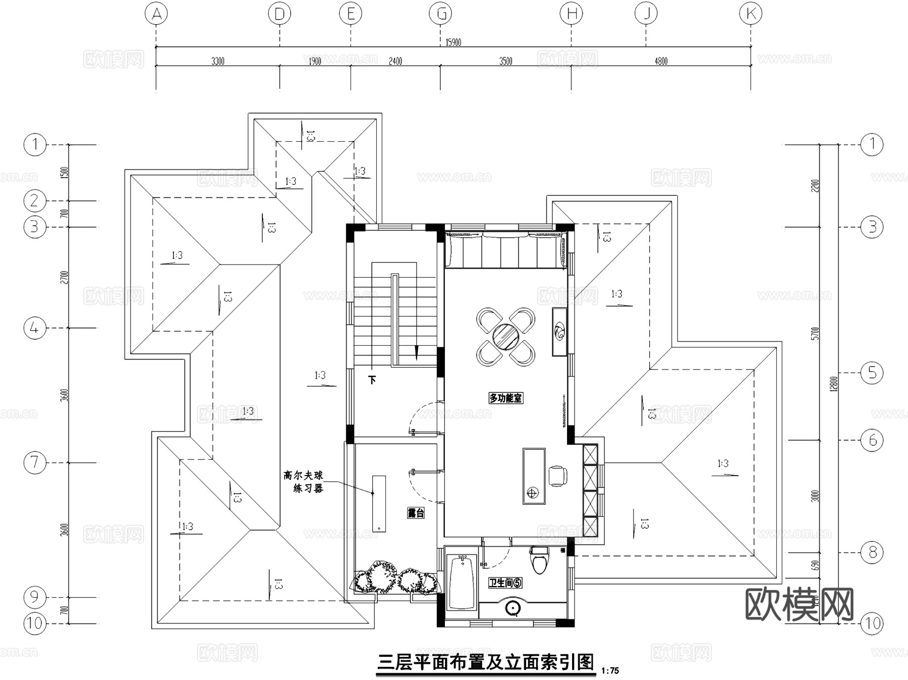 意大利风三层别墅室内家装CAD施工图整套cad施工图