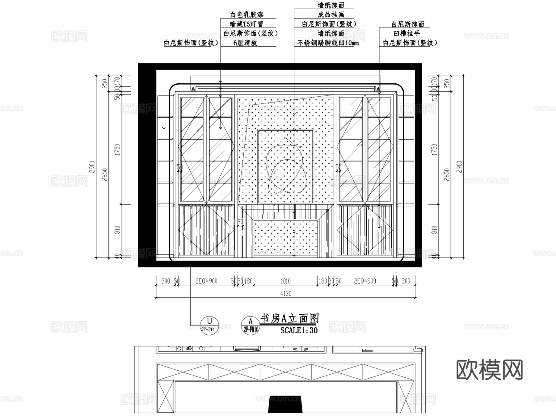 曦城P-301户型私宅三层别墅室内家装CAD施工图整套cad施工图