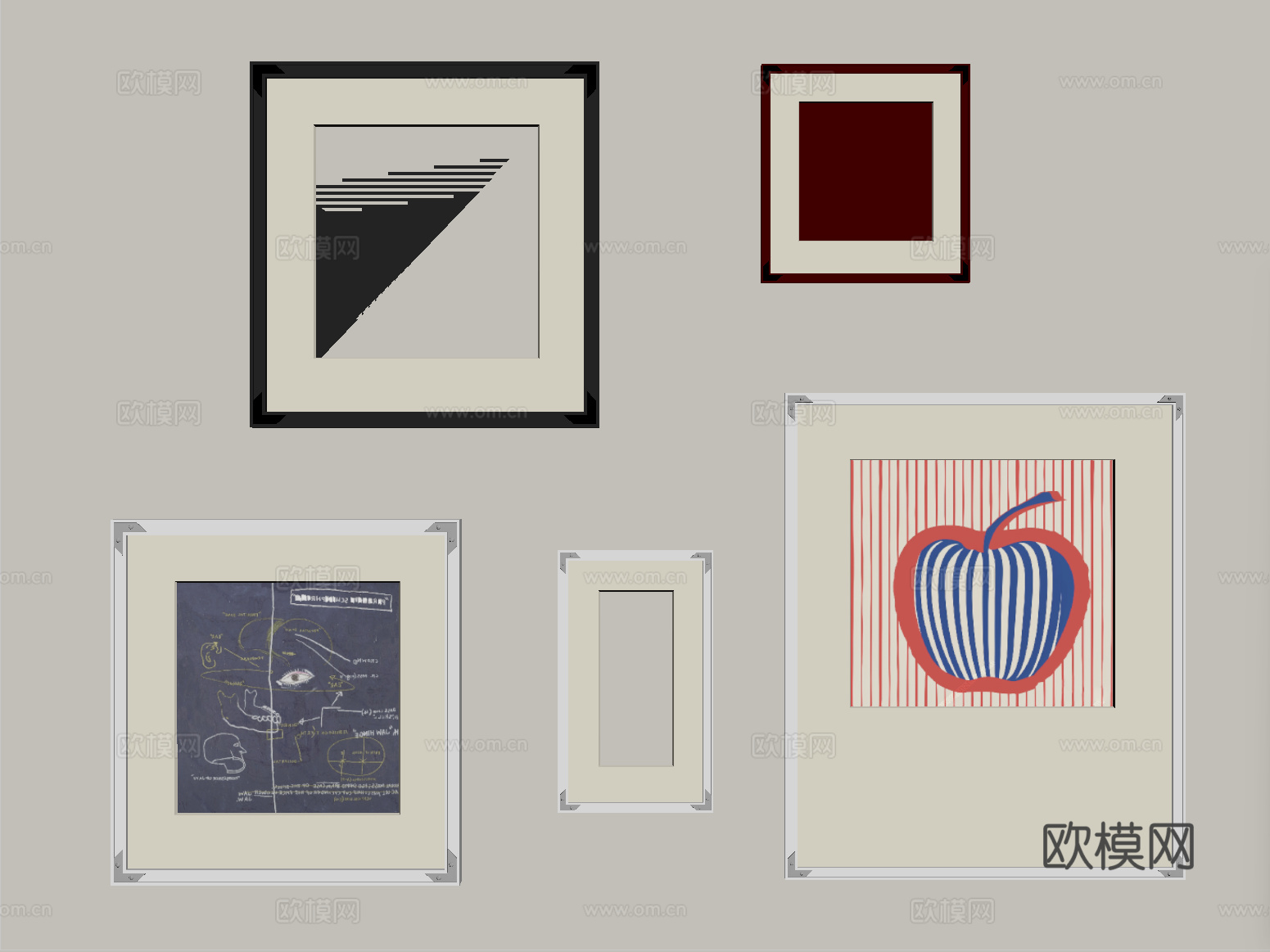 现代装饰挂画 画框su模型