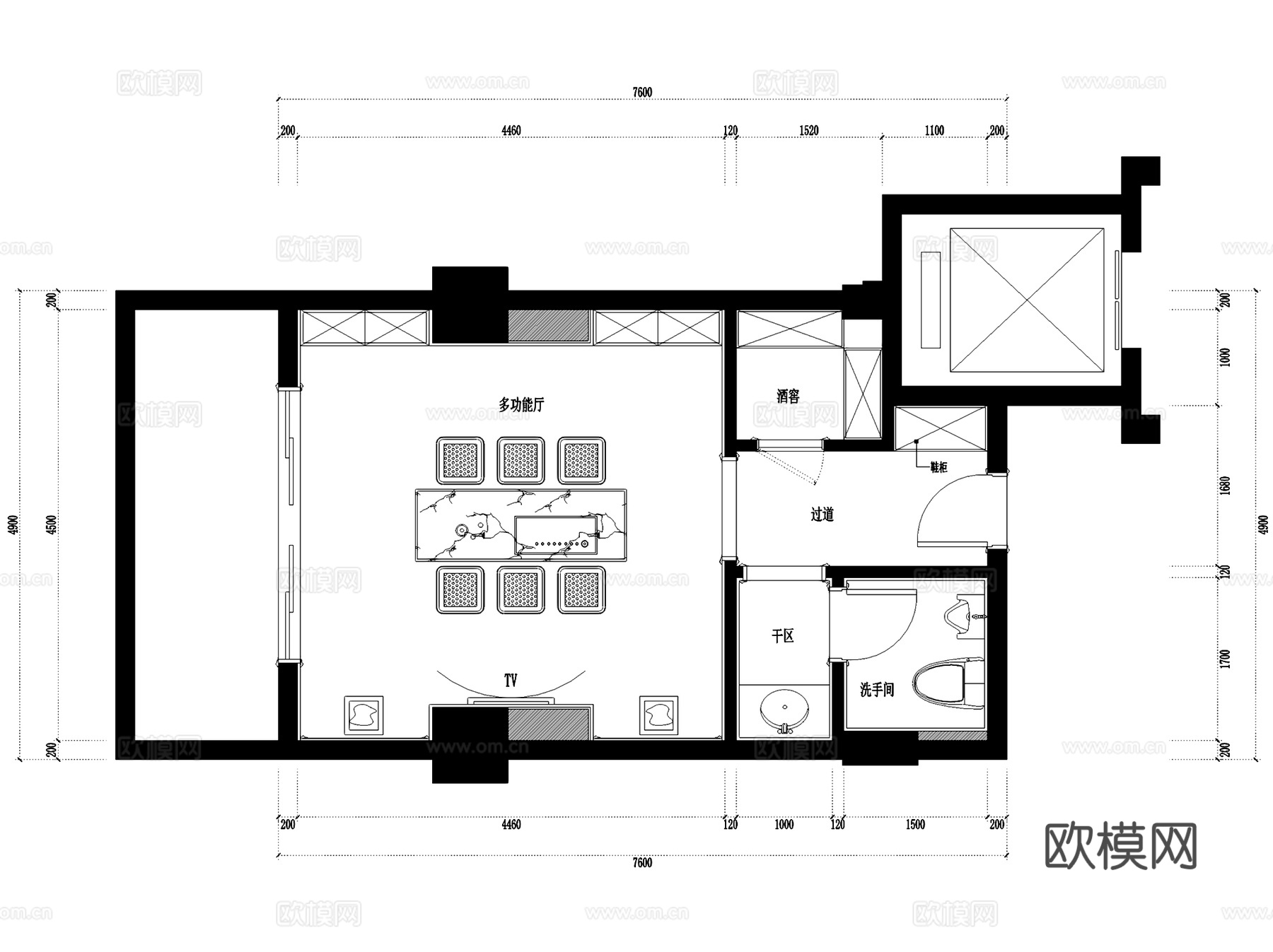 星海湾35#三层别墅室内家装CAD施工图cad施工图