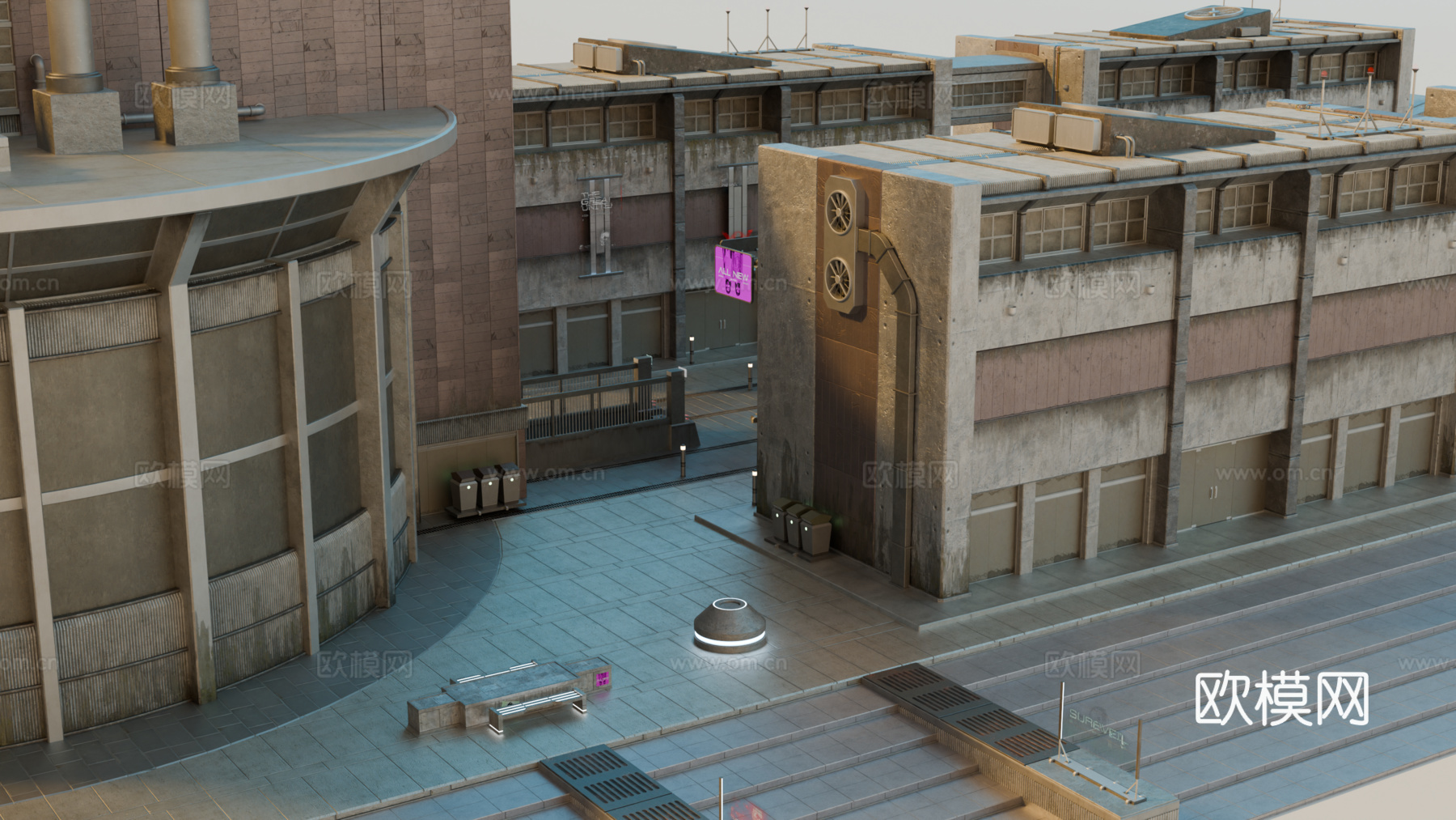 工业建筑 赛博朋克建筑 科幻建筑 城市建筑 工业城市建筑su模型