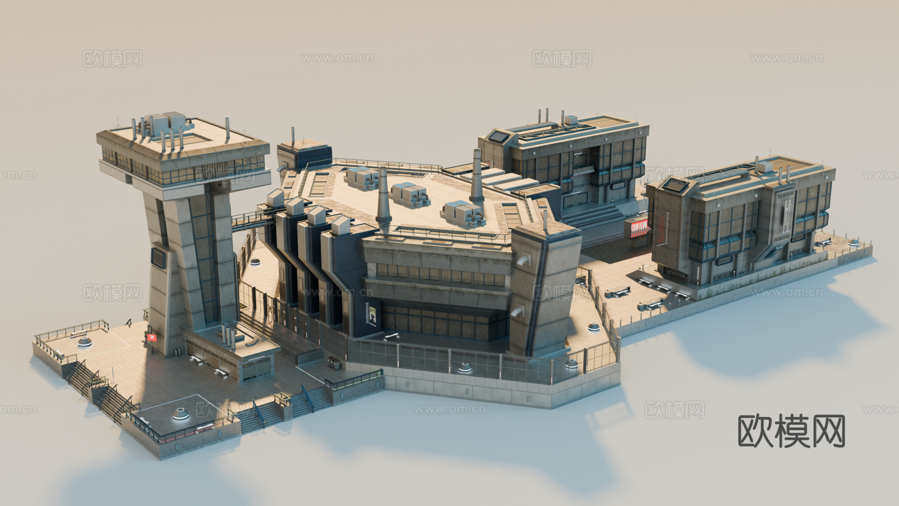 工业建筑 赛博朋克建筑 科幻建筑 城市建筑 工业城市建筑su模型