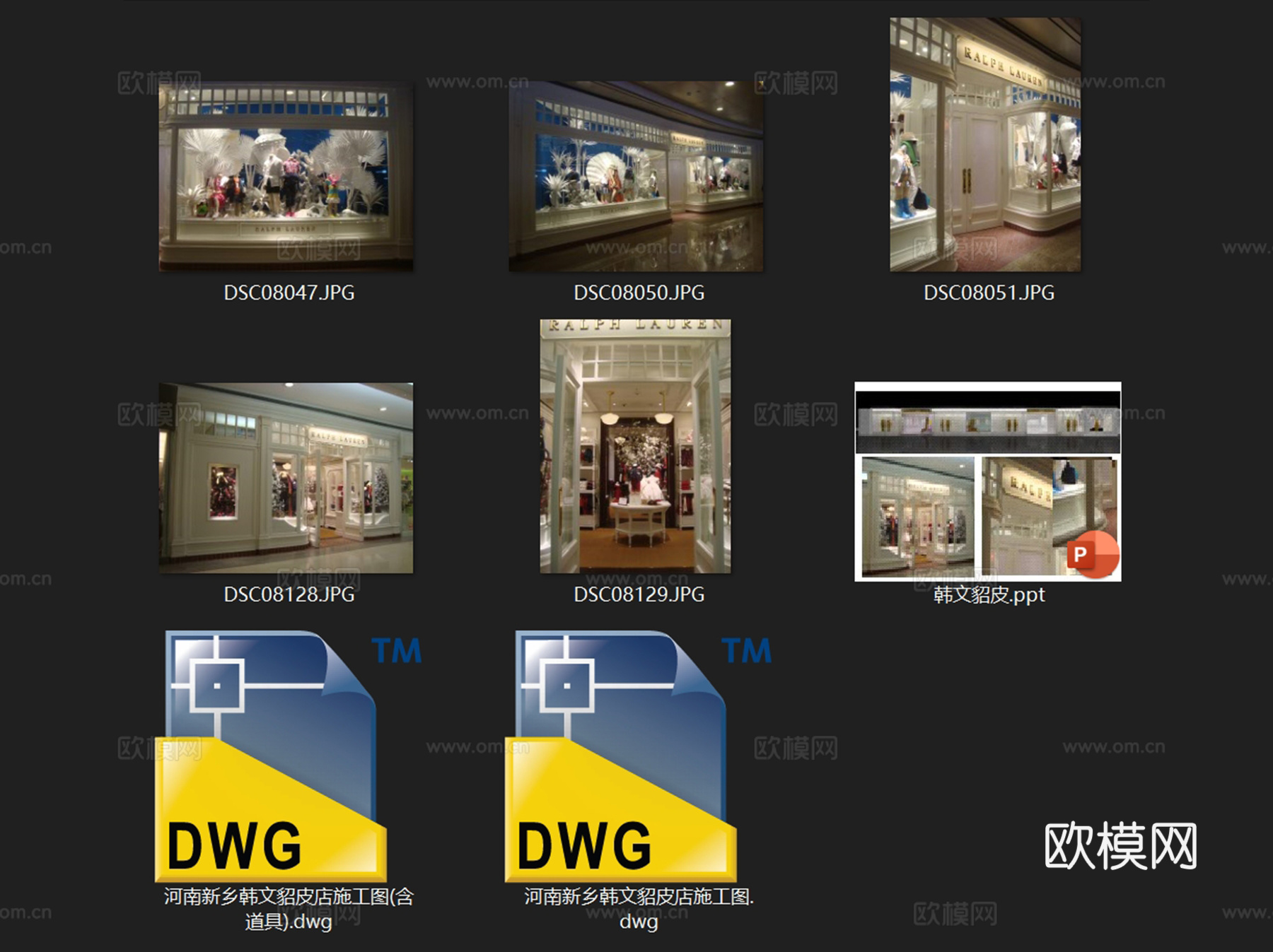 Boutique新乡韩文店服装店室内工装CAD施工图整套cad施工图