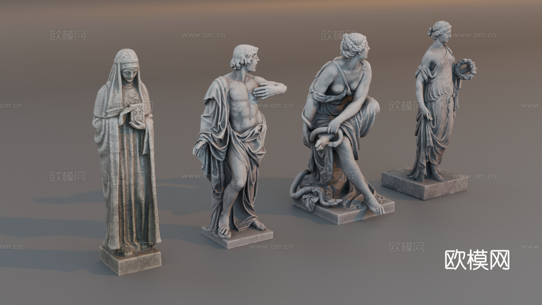 雕像 石像 欧式复古雕像 神话雕像 人物雕像su模型